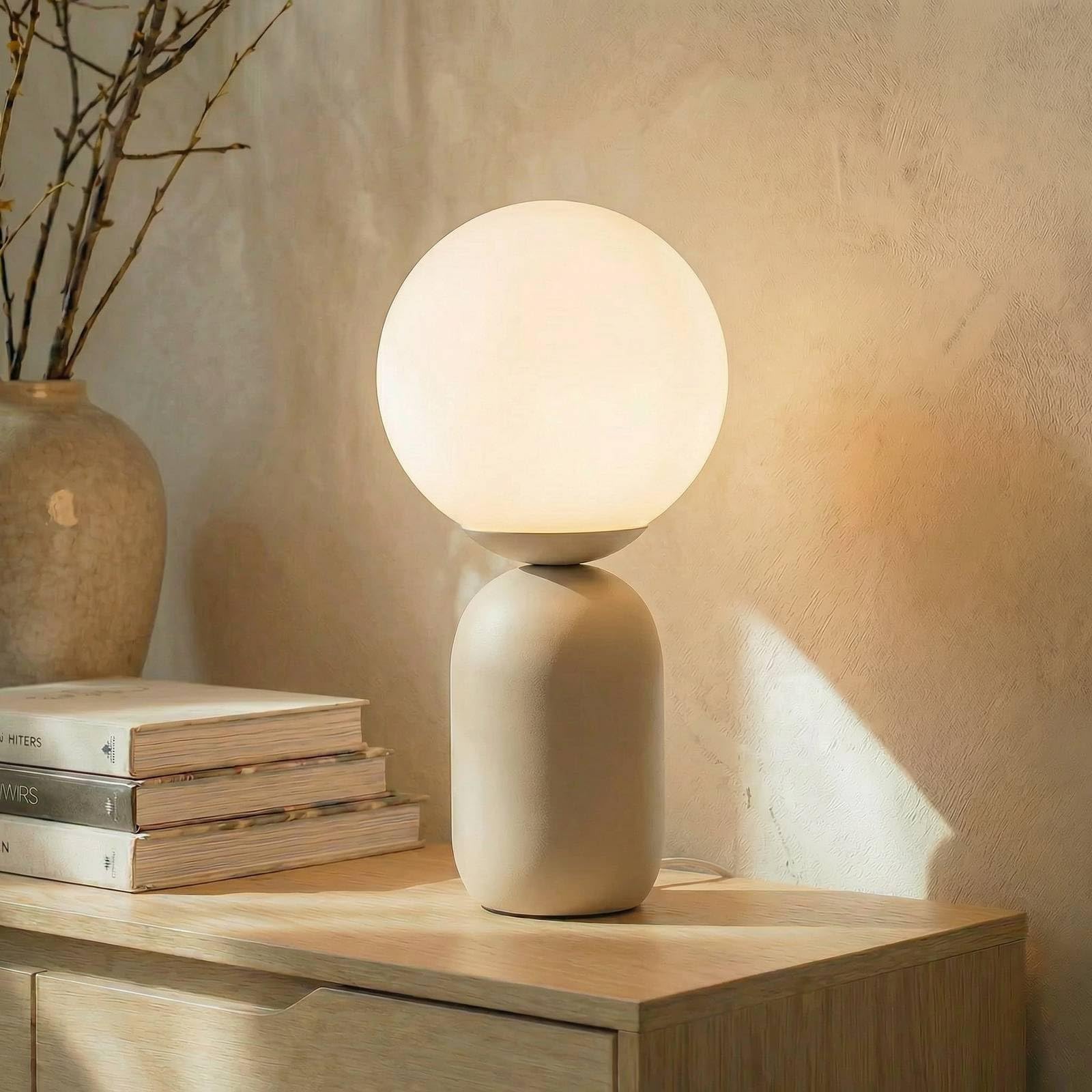 Lindby Tischlampe Lennes (Modern) in Weiß aus Glas (1 flammig, E27) - Tischleuchte Schreibtischlampe Nachttischlampe Wohnzimmerleuchte