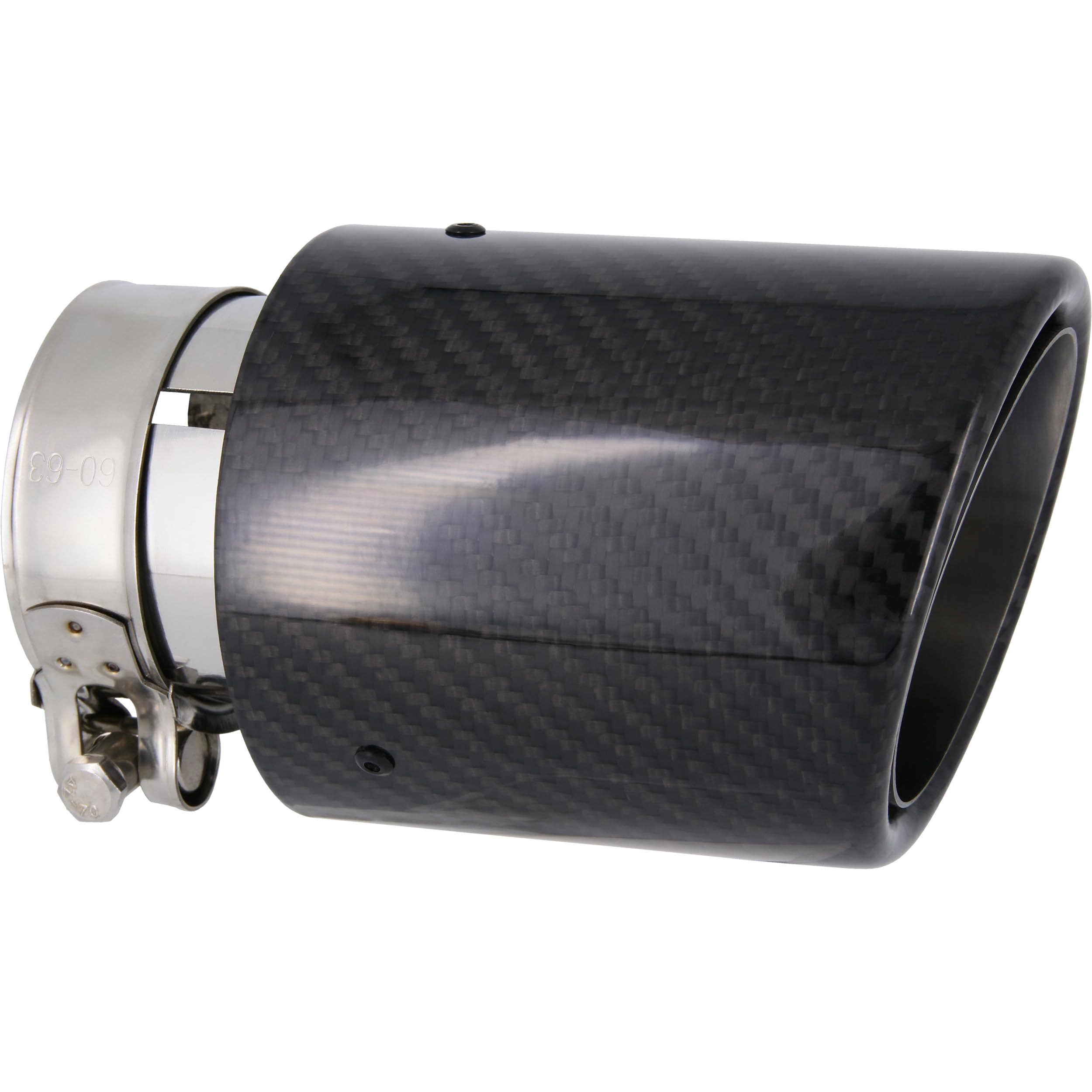RECAMBO Auspuffblende schräg 150x90mm Edelstahl mit Carbon-Optik universal dezenter Sport-Look - einfache Montage - fester Sitz - aufwertende Heckoptik - langlebige Oberfläche - sauberes Finish
