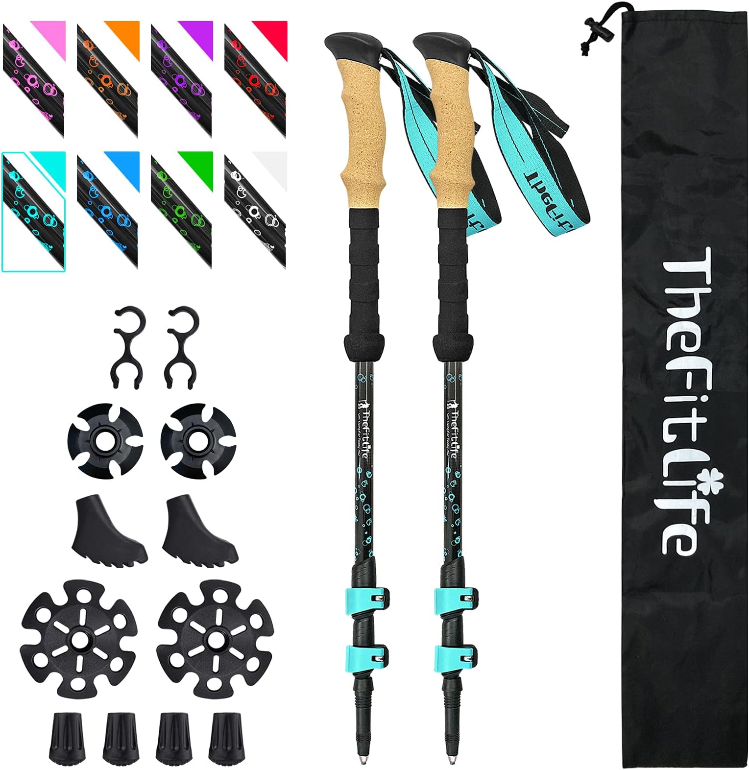 Carbon Fiber Trekking Poles Ultralight Walking Sticks for Hiking