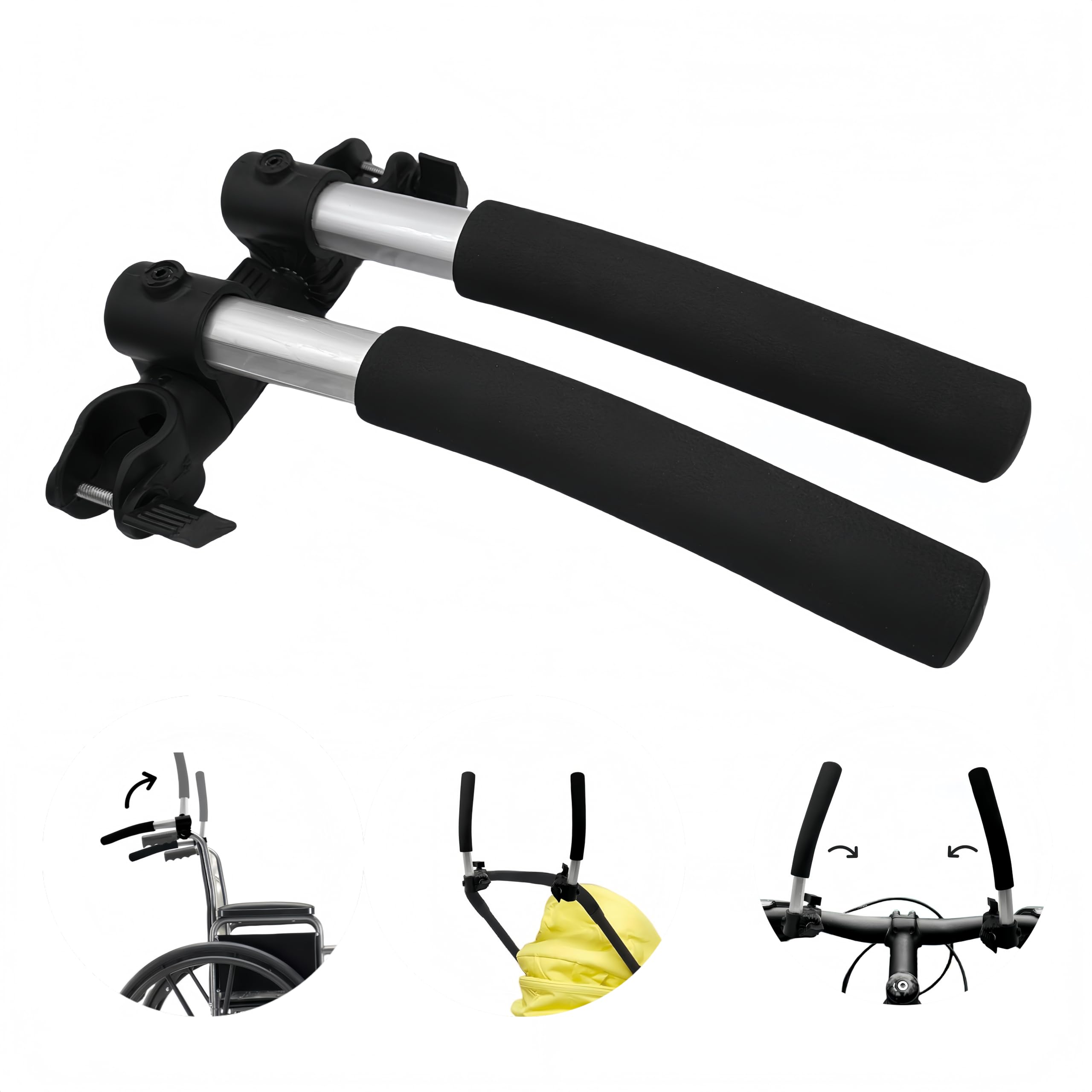Extensión de manillar para silla de ruedas, estante de extensión universal ajustable para cochecito, barra de empuje de extensión de manillar para silla de ruedas y bicicleta de ejercicio interior