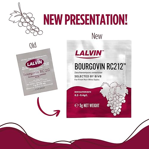 Miniatura 6 de Lalvin RC-212 Levadura de vino (paquete de 5) - Hacer Mead de Sidra de Vino Kombucha en casa - 0.18 oz Sobres - Saccharomyces cerevisiae - Vendido