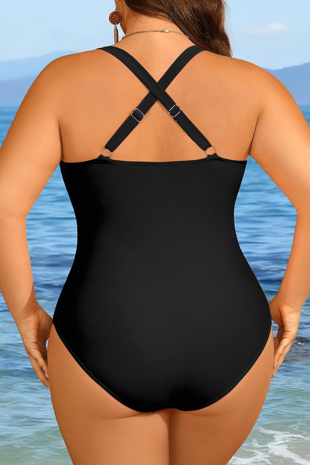 Yonique Women Plus Size One Piece Swimsuit Tummy Control Bathing Suits Lace up Plunge Swimwear - Image 2