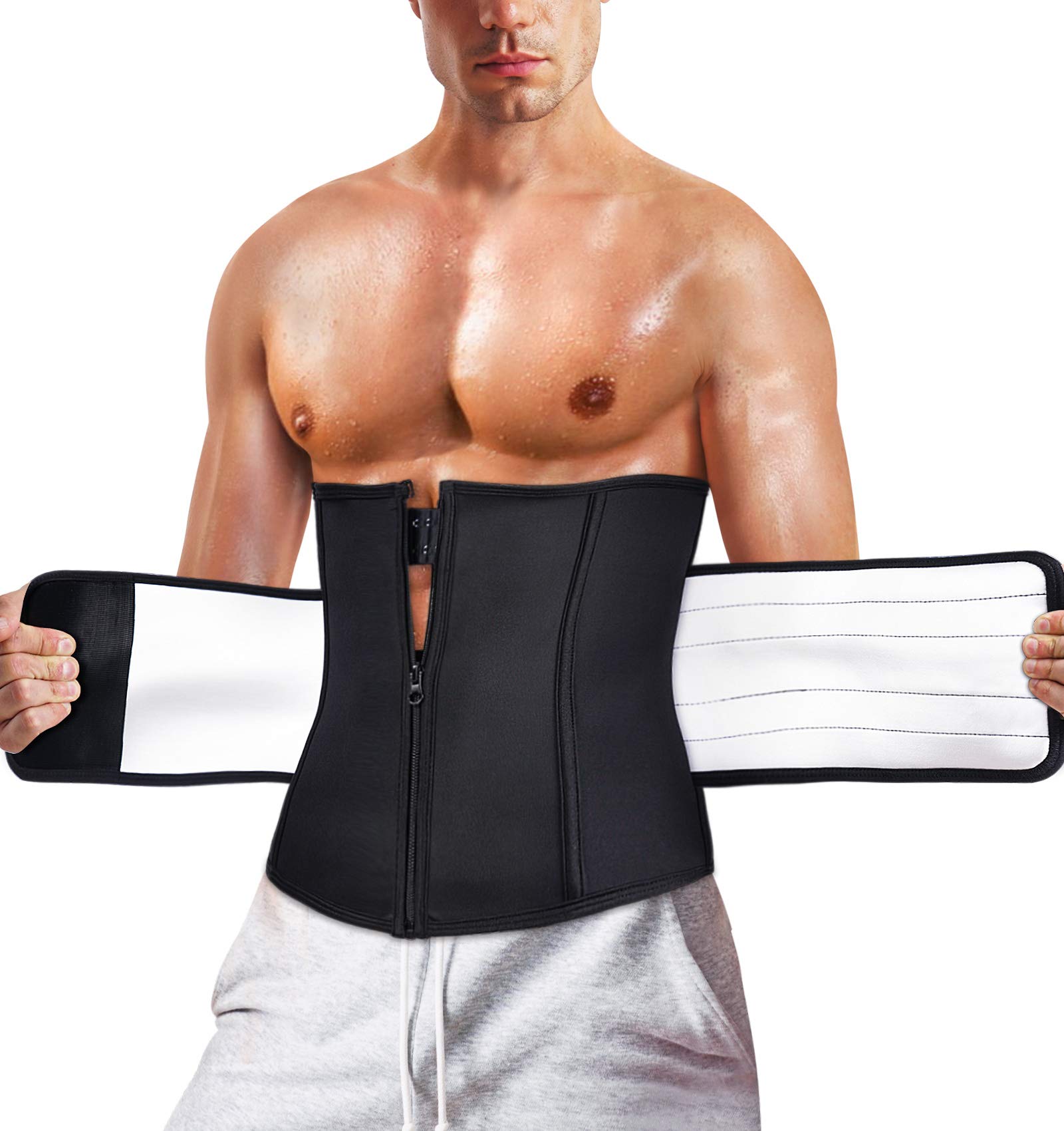 Waist Trainer Trimmer for Men Sauna Sweat Belt Neoprene-Free Waist Cincher Slimming Workout Shaper