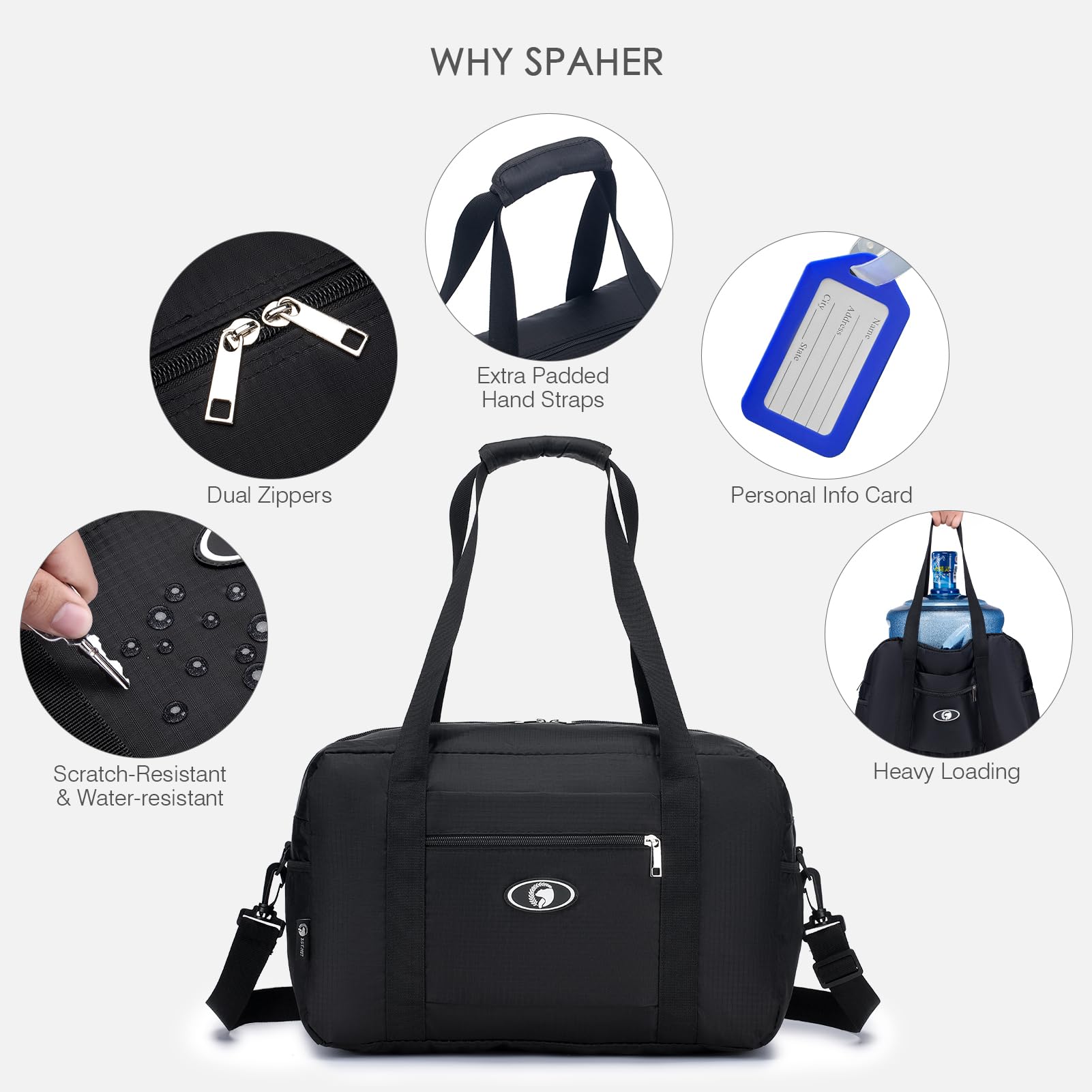 SPAHER Torba kabinowa 40x20x25cm Ryanair Składana torba podróżna marynarska Bagaż podręczny Mała torba kabinowa pod siedzeniem Lekka torba podróżna Walizka Torebka