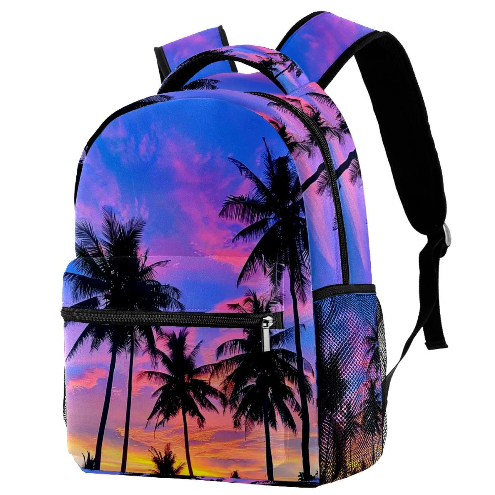 Sac à dos motif palmier avec bretelles confortables pour voyage et école - 7