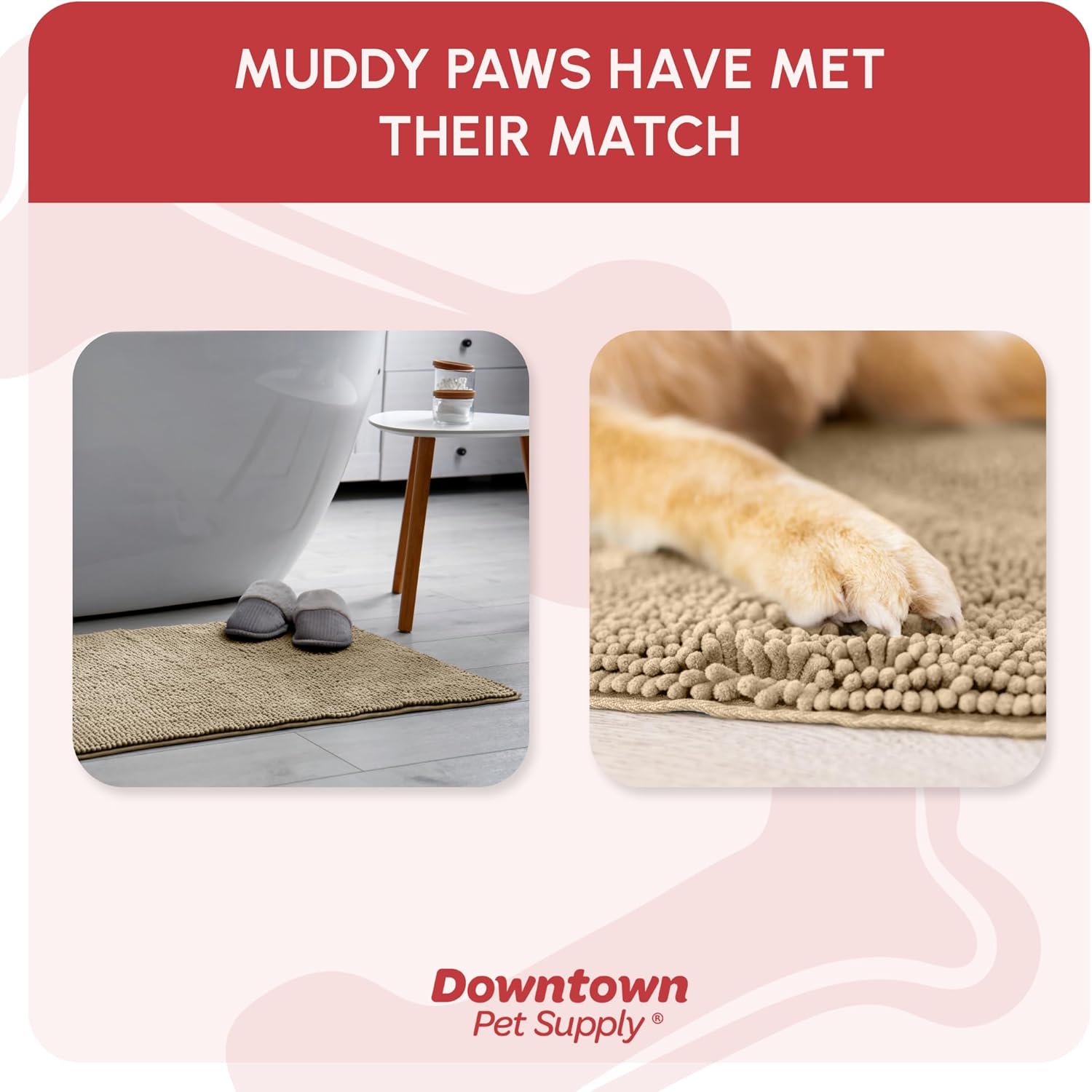 My Doggy Place Dog Mud Mat, 36" x 26" Oatmeal – Thick Microfiber Entry Rug for Snow, Mud & Salt – Absorbent, Quick-Dry, Washer-Safe & Non-Slip, Large