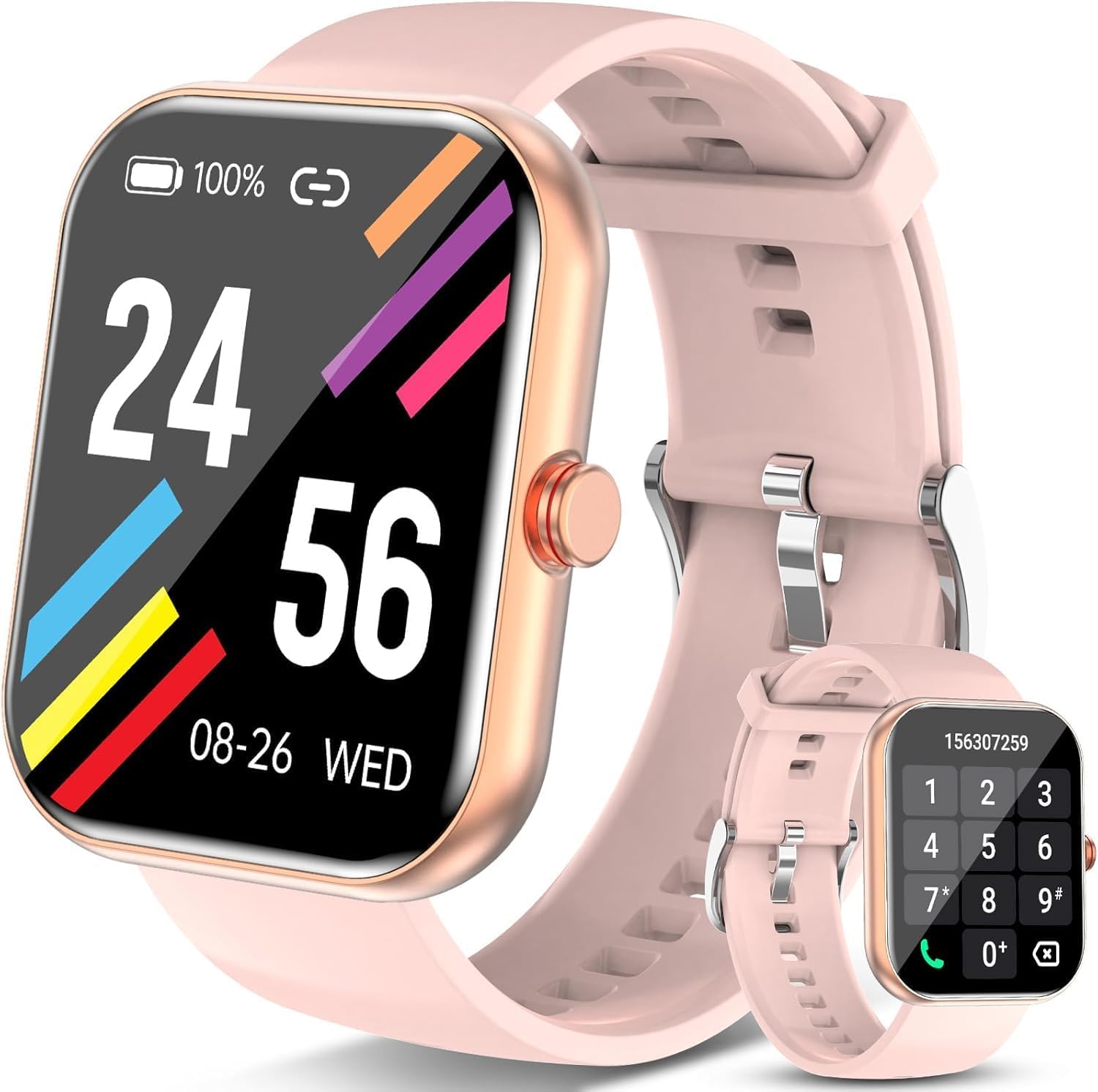 Smart Watches for Women, 1.83″ HD Smartwatch Compatible with Android & iOS, 120+ Sport Modes, Fitness Tracker with Heart Rate and Sleep Monitor, Bluetooth Calls & Notifications, IP68 Waterproof, Pink