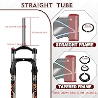 Vista 5 de BUCKLOS 26 x 4.0 pulgadas Fat Tire MTB Horquilla de suspensión, 3.937 in cubo de espaciado de viaje 5.315 in 1 1/8 tubo recto Bloqueo manual 0.354