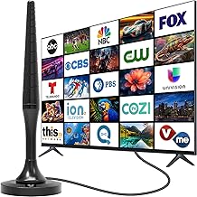 TV Antenna for Smart TV, Digital Indoor HD Antenna with 360° Long Range Reception & Magnetic Base, Supports 4K 1080P VHF/UHF Local Channels, Easy Setup with 10ft Coax Cable