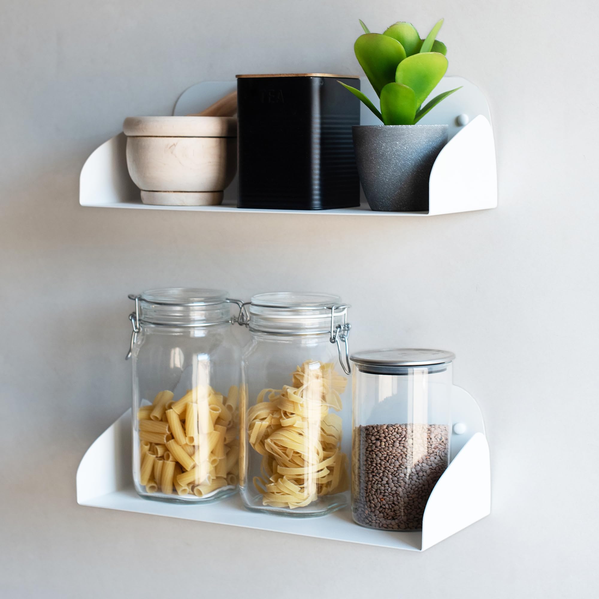 MILUKA Pack de 2 Estantes de Pared Blancos de 40 x 16 cm | Baldas Pared flotantes de Metal | Estanteria para Libros y Cosas del Hogar.