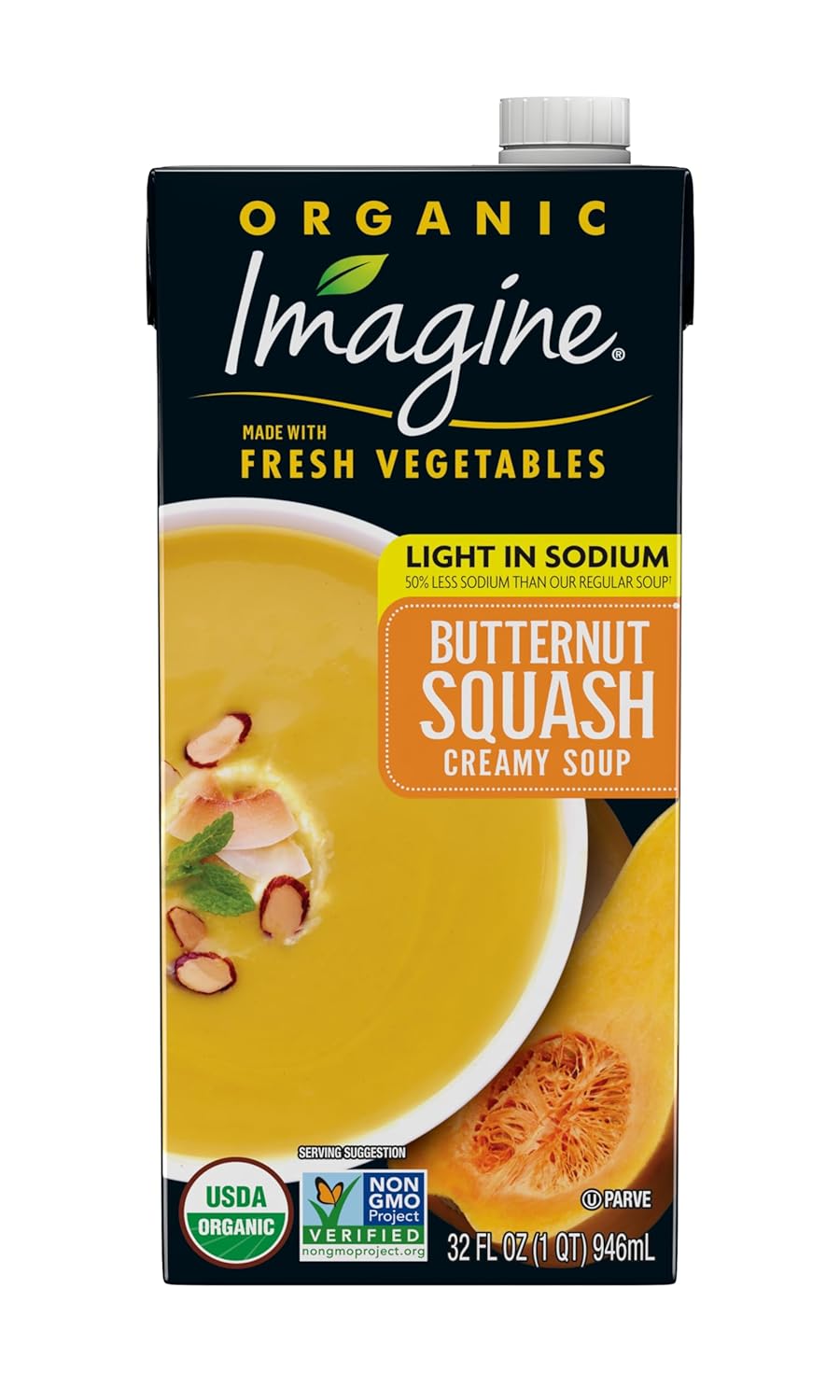 Imagine Light in Sodium Organic Creamy Butternut Squash Soup 32 oz (Pack of 6)