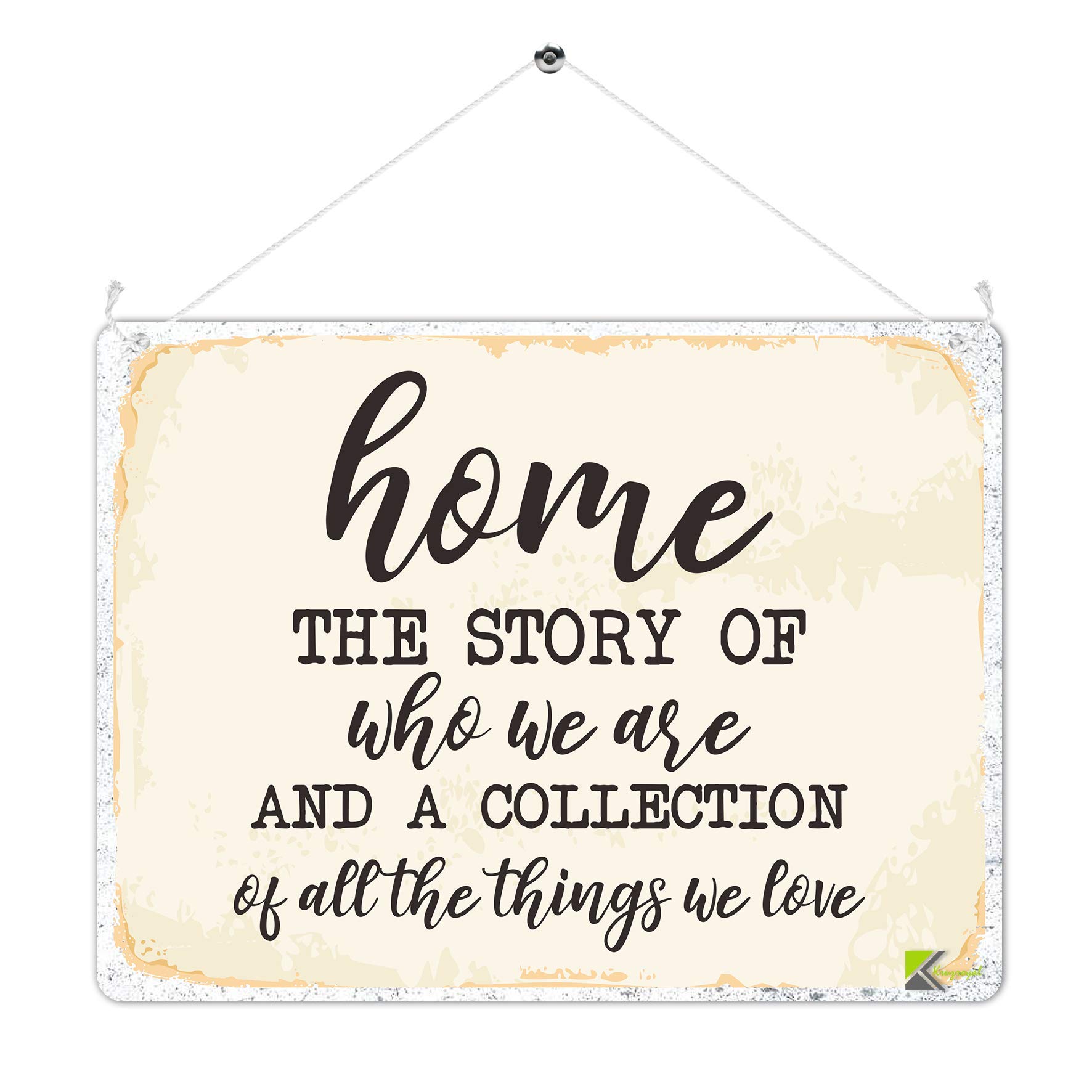 Kruzroyal Mp484 Home - The Story Of Who We Are And A Collection Of All The Things We Love Funny Novelty Retro Vintage Metal Wall Sign Plaque 20Cm X 15Cm