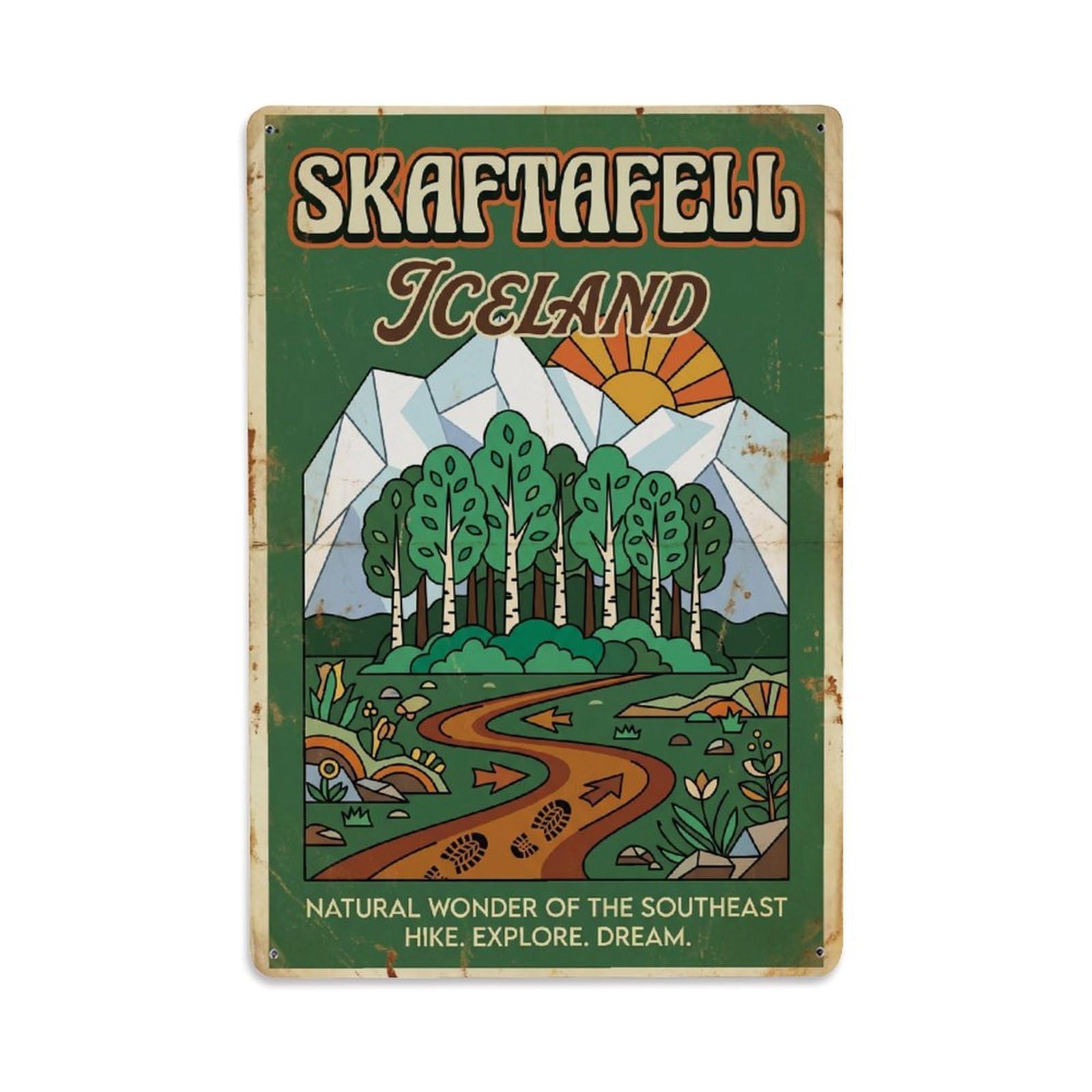 Gead 8X12inch Style Vintage Travel Skaftafell Iceland Park Metal Tin Sign