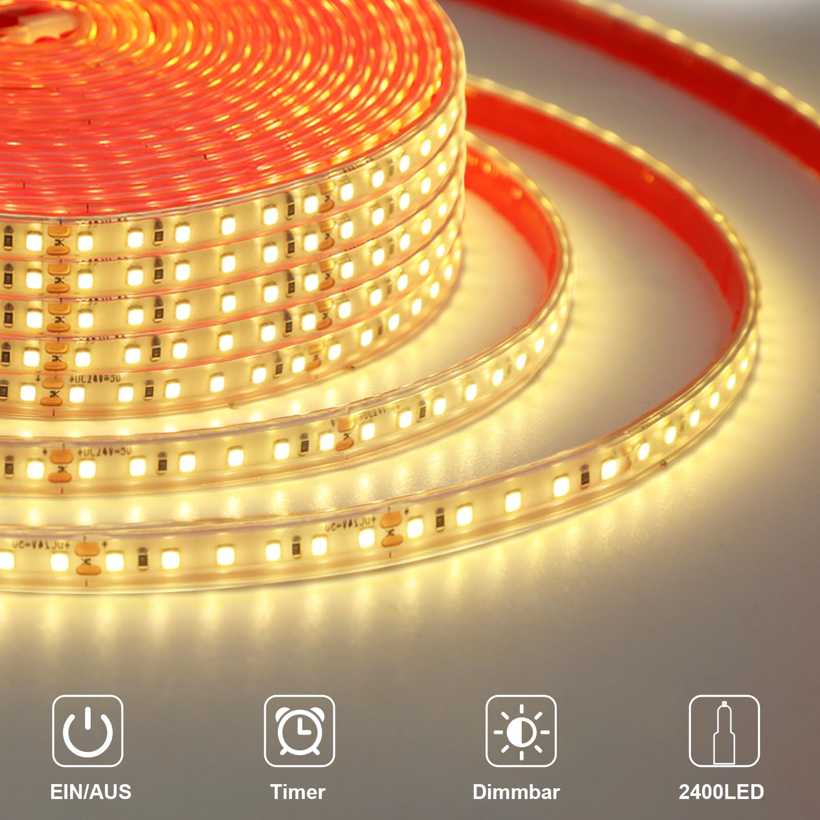 20M LED Streifen Aussenbereich 2400LED Strip Wasserdicht für Garten Dach