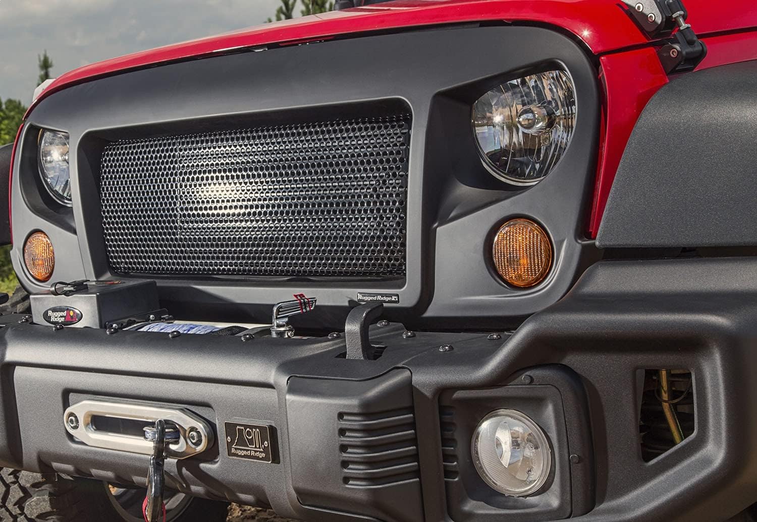 Rugged Ridge | Spartan Grille, Satin Black | 12034.01 | Fits 2007-2018 Jeep Wrangler JK