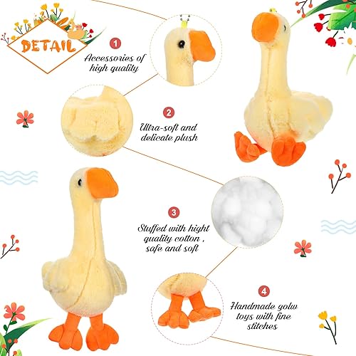 Miniatura 3 de Civaner 6 piezas de peluche de ganso de 6.3 pulgadas, regalos de fiesta de ganso de peluche blanco amarillo claro, juguete suave para regalos de