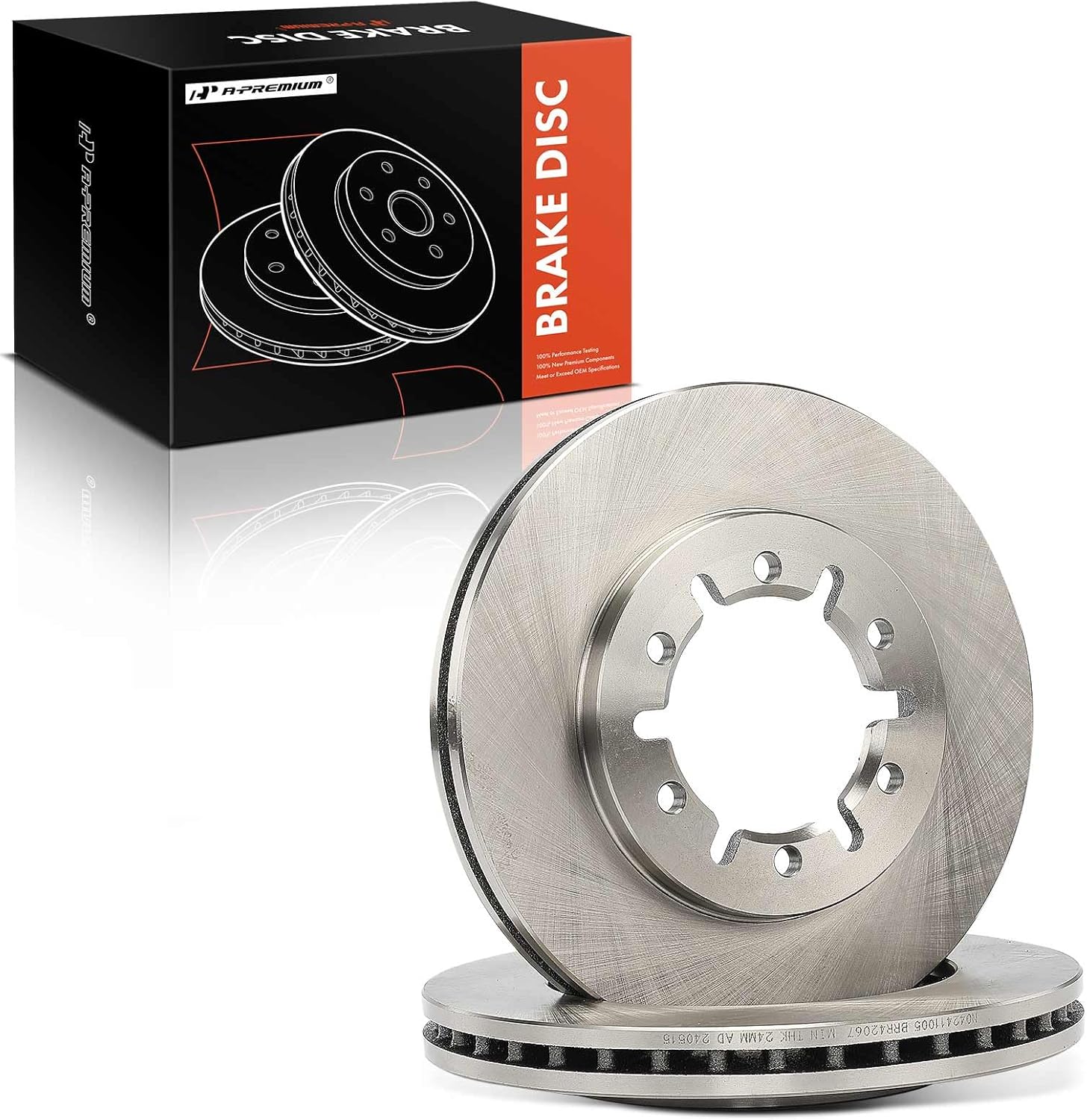 A-Premium 10.24 inch (260 mm) Front Vented Disc Brake Rotors Compatible with Select Nissan Models - Frontier 1998-2004 2.4L, RWD, 2-PC Set