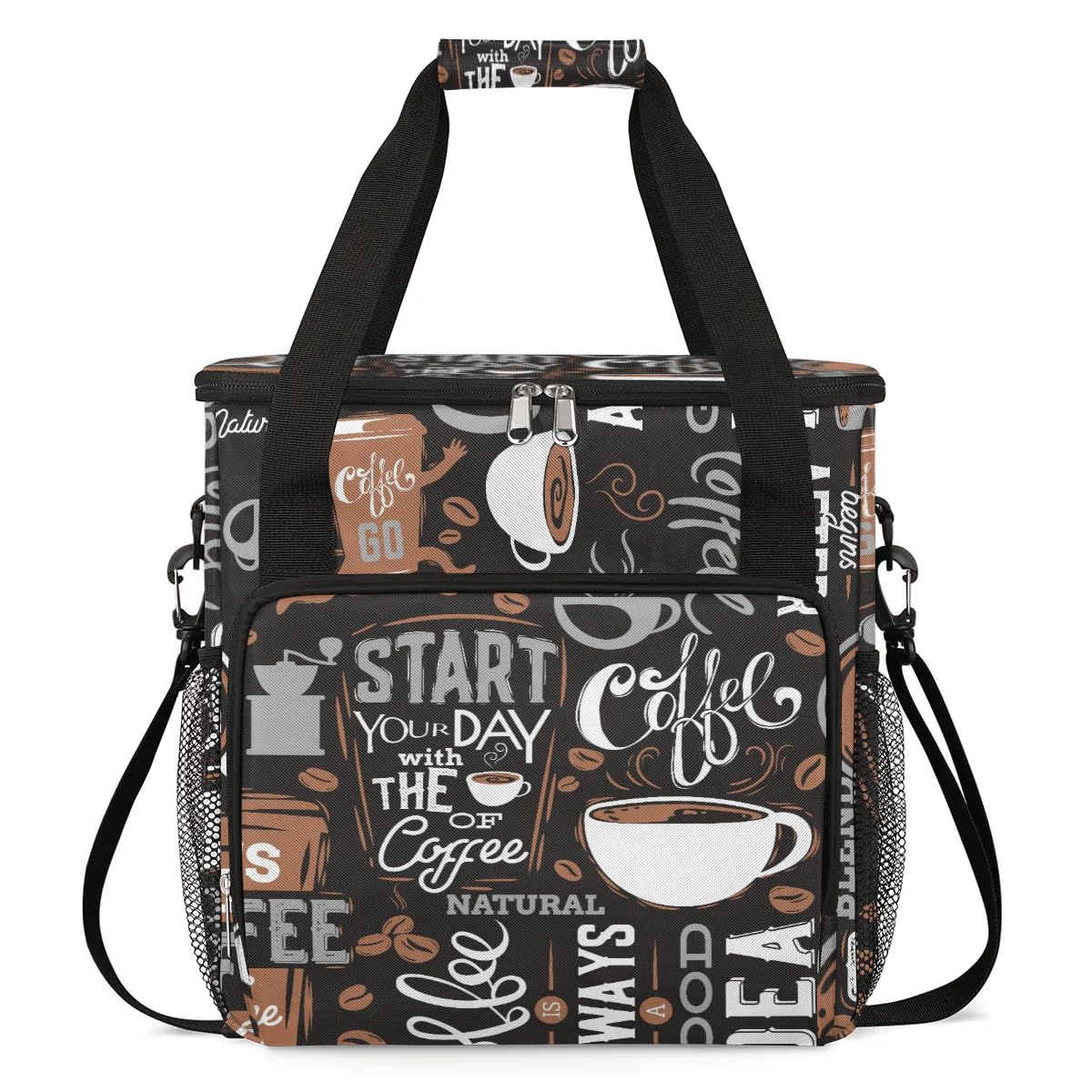 CFERSAN coffee cup coffee beans gray Coffee Maker Carring Bag Travel Carrying Storage Tote Bag Compatible Portable Single Serve Coffees Brewer Case