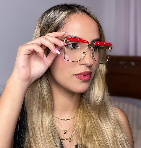 Miniatura 2 de VOOGLAM Lentes cuadrados para mujer, con bloqueo de luz azul y UV400, elegantes marcos en metal mezclado, ideales para computadorateléfonosTV