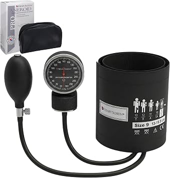 Henry Schein Prosphyg Aneroid Sphygmomanometer Pediatric Size 9 5.1"7.6" Black Cuff, Manual Blood Pressure Monitor, Reusable, Dial Display, Latex-Free, Includes Leatherette Carrying Case 1 Each