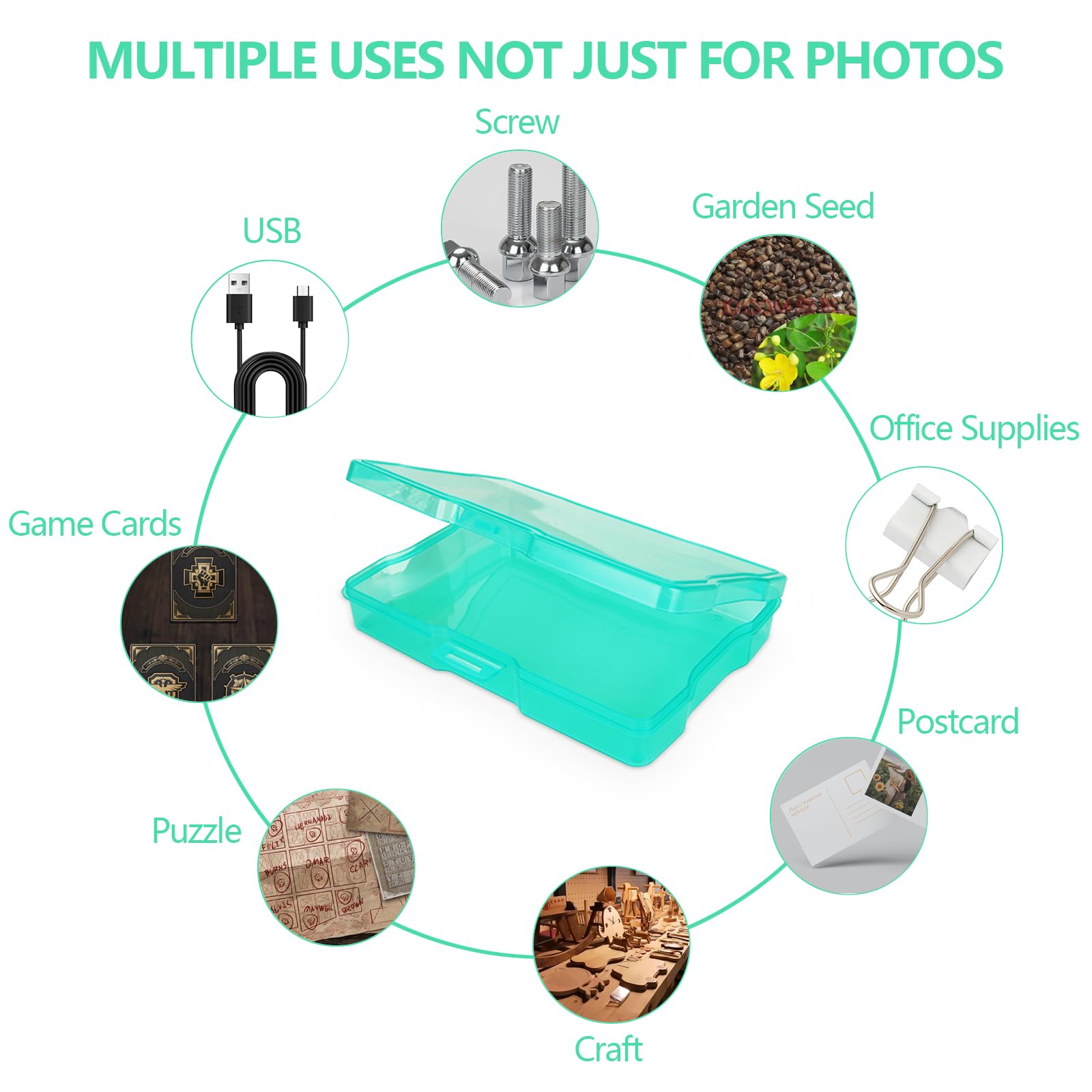 DAJAVE Scatola portafoto con 16 scomparti interni, 10 x 15 cm, in plastica, per foto, per semi, artigianato, biglietti, forniture per ufficio (38 x 31 x 13 cm)