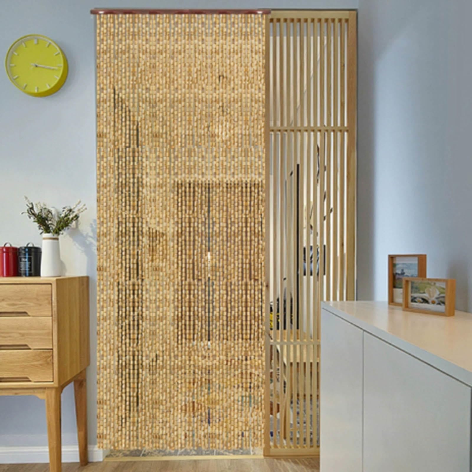 Kralengordijn Vliegengordijn,Natuurlijke Bamboe Houten Kralengordijn60x200/80x200/90x200/100x200cm,Handgemaakte Deurgordijn, Opknoping Touw Kralen Gordijn,Scheidingsgordijnen,W×H-100strands(100×120cm