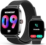 2025 Smart Watch pour les femmes hommes, 1.85" AI Smartwatch vocal, moniteur de fréquence cardiaque 24/7, Stress/SpO2/Sleep Tracker, IP68 Imperméable, Météo, 100+ Tracker de fitness de sport pour Android iOS Kaki