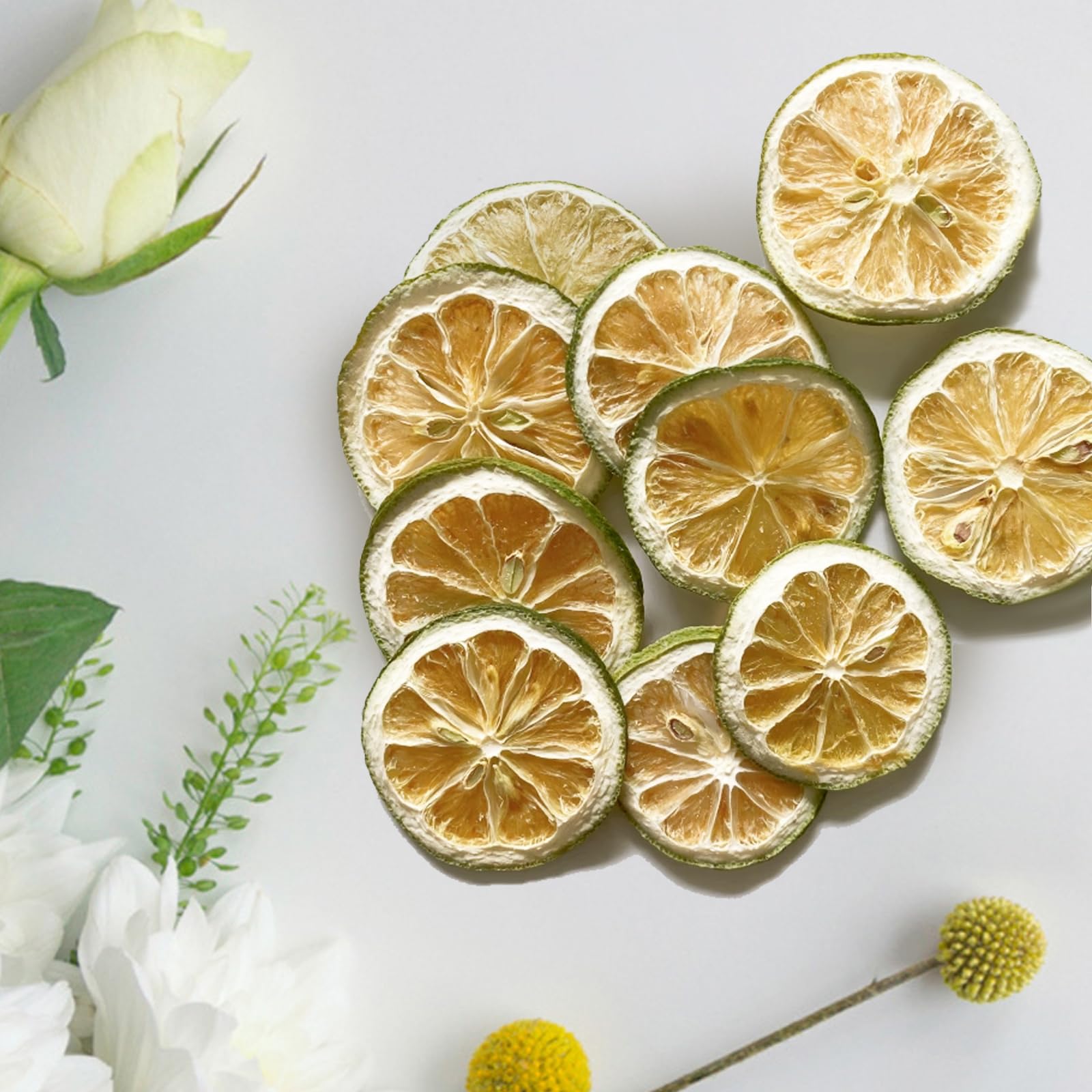 Dried Lime Slices 8.8 Oz/250g Dehydrated Limes for Cocktails Old Fashioned Drink Garnish,No Sugar Fresh Dry citrus Chips for Fruit Tea Baking Cooking