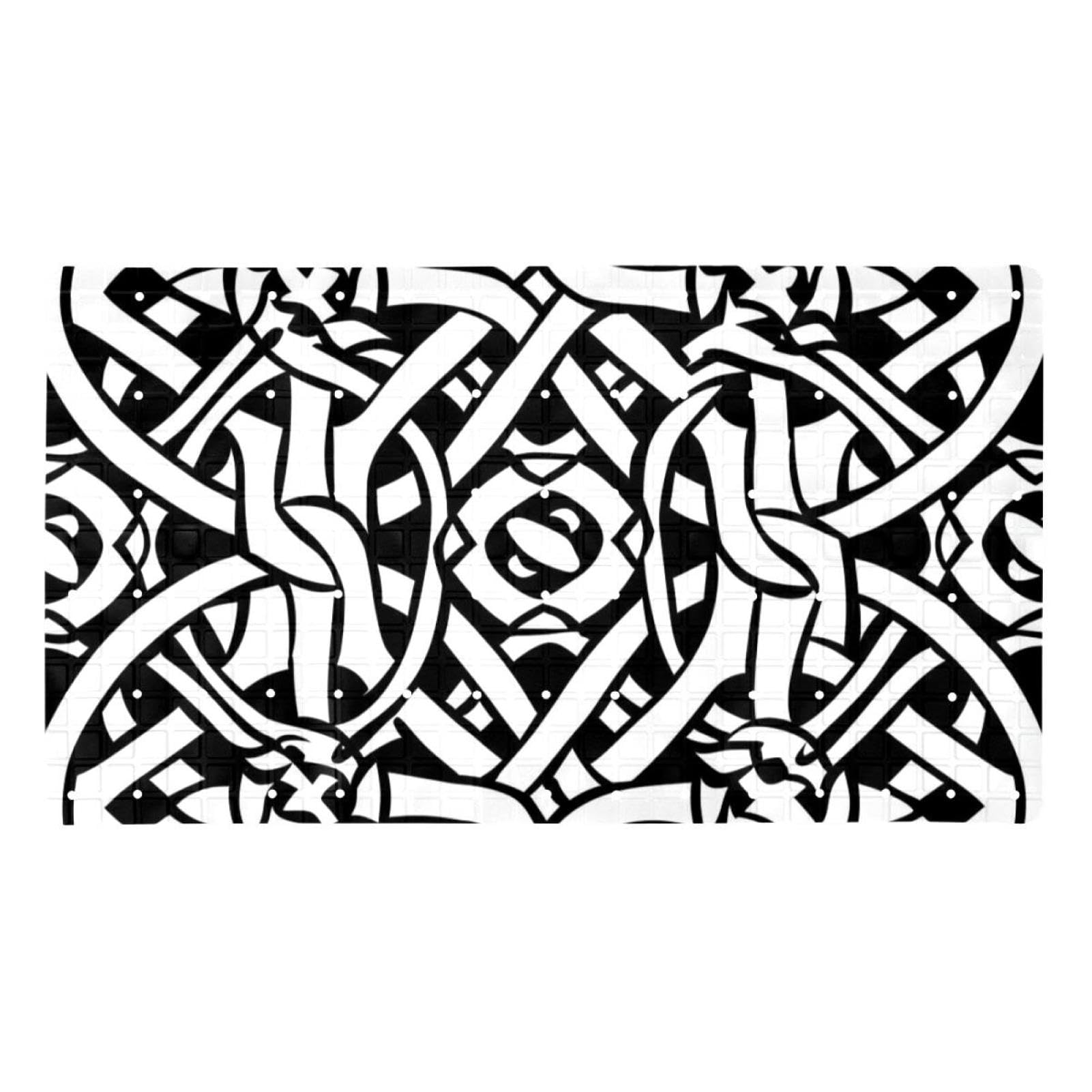 Tapis de bain antidérapant monochrome avec motif celtique élégant
