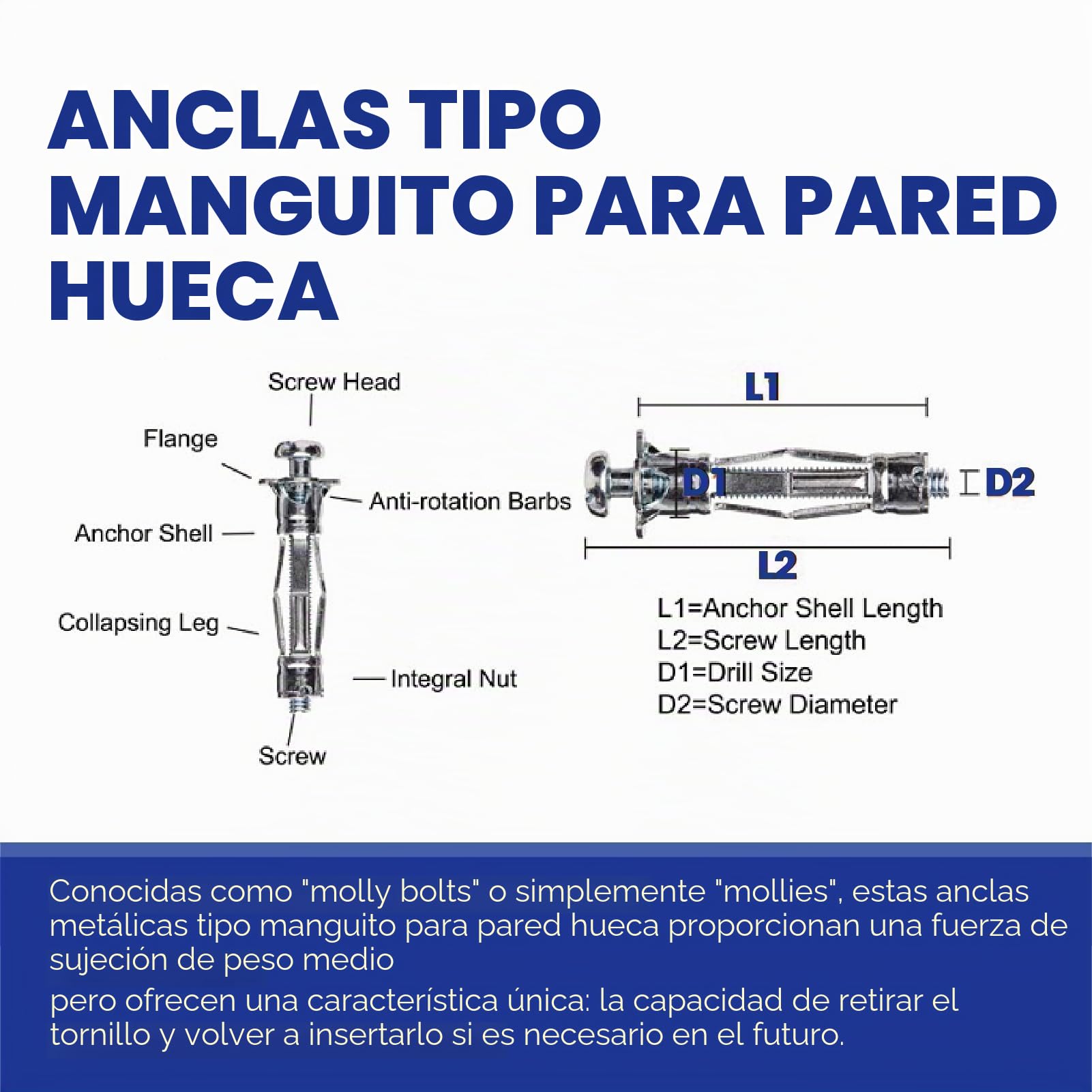 T.K.Excellent Herramienta de fijación de metal robusto para paredes huecas y placas de yeso
