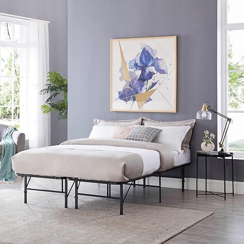 Miniatura 7 de Naomi Home Base de cama de metal de 14 pulgadas con plataforma de metal de alta resistencia (no necesita somier), color negro Negro -,Natural,Blanco