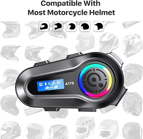 Miniatura 7 de SUOOKC Auriculares Bluetooth para motocicleta, 2 conductores, intercomunicador, casco de motocicleta, altavoces con cancelación de ruido y música