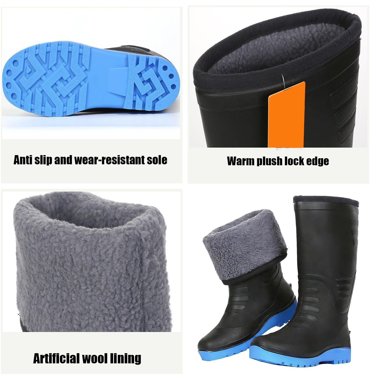 Wodoodporne buty przeciwdeszczowe, izolowane buty zimowe, śniegowce 30 cm, solidne gumowe buty do połowy łydki, obuwie outdoorowe, na zimną pogodę, wędrówki, rolnictwo, wędkowanie, prace ogrodowe