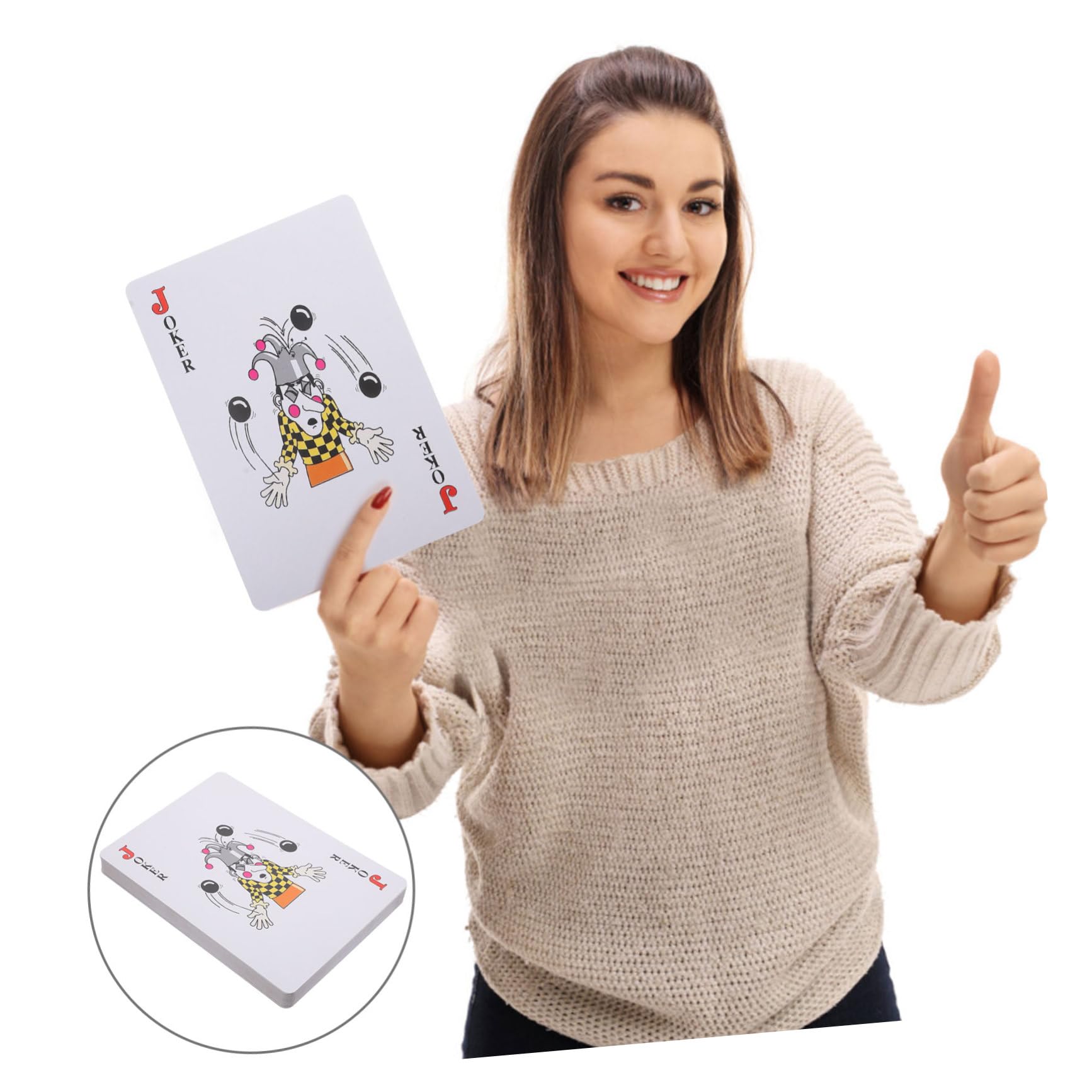 Abaodam Carte da Gioco Poker Giganti a Grandi Caratteri 8x, Bianche | Carta Patinata, Superficie Liscia, Set da 1 per Adulti, per Party e Outdoor