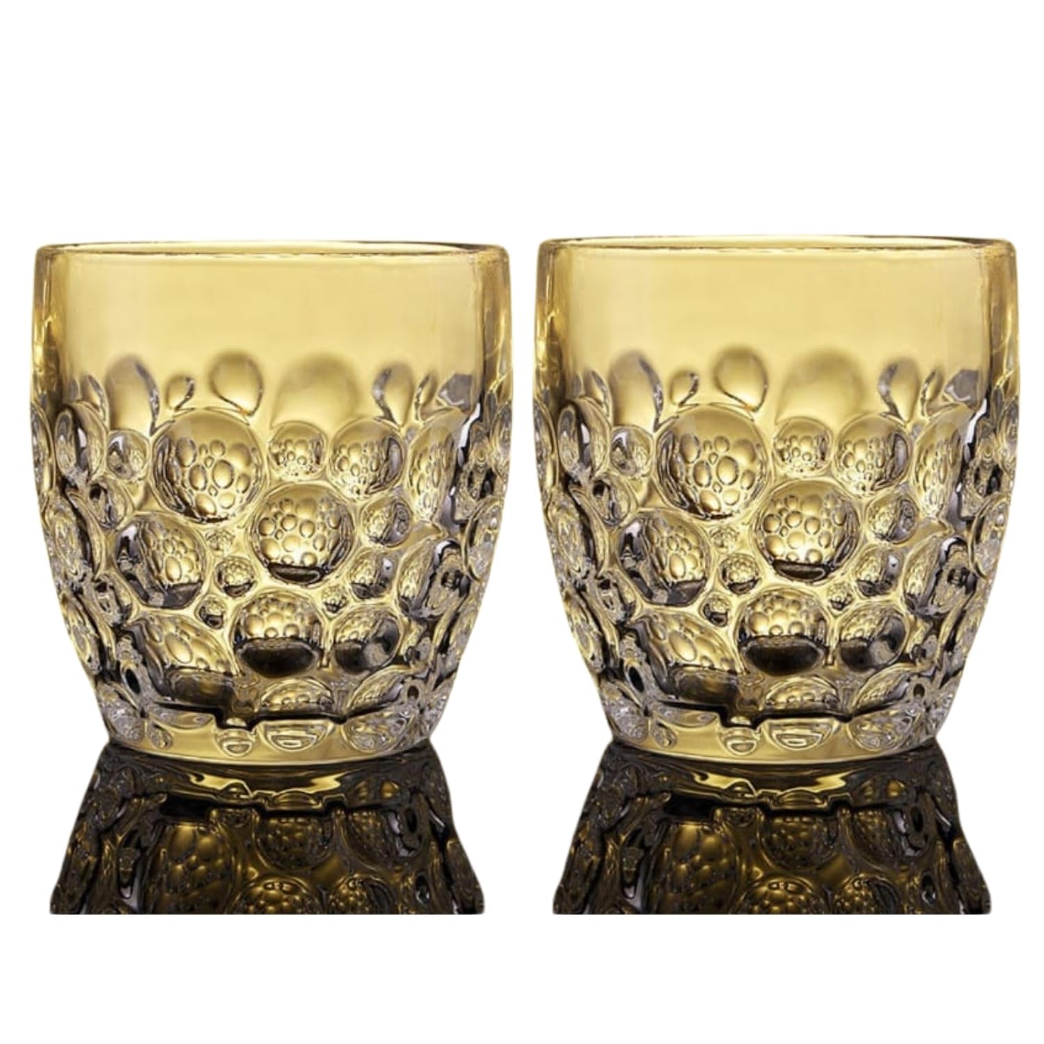 Crystal Whisky Glass Set of 6 | 210ml Transparent Crystal Glassware with Beads & Bubble Droplet Design | Set of 6 Transparent Glasses with Bubble Droplets Pattern