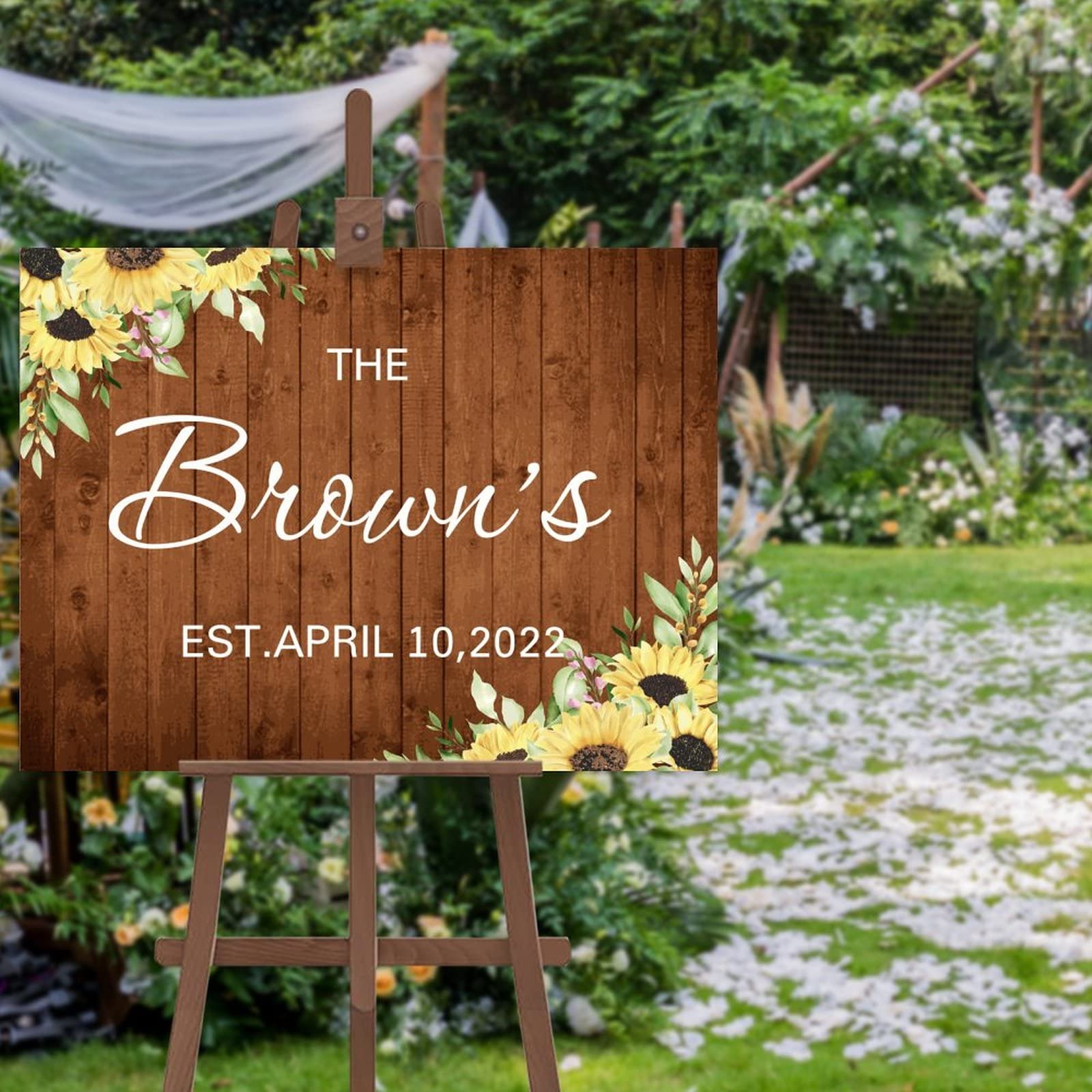 Panneau de bienvenue personnalisé fleurs fête prénuptiale et fiançailles 40cm