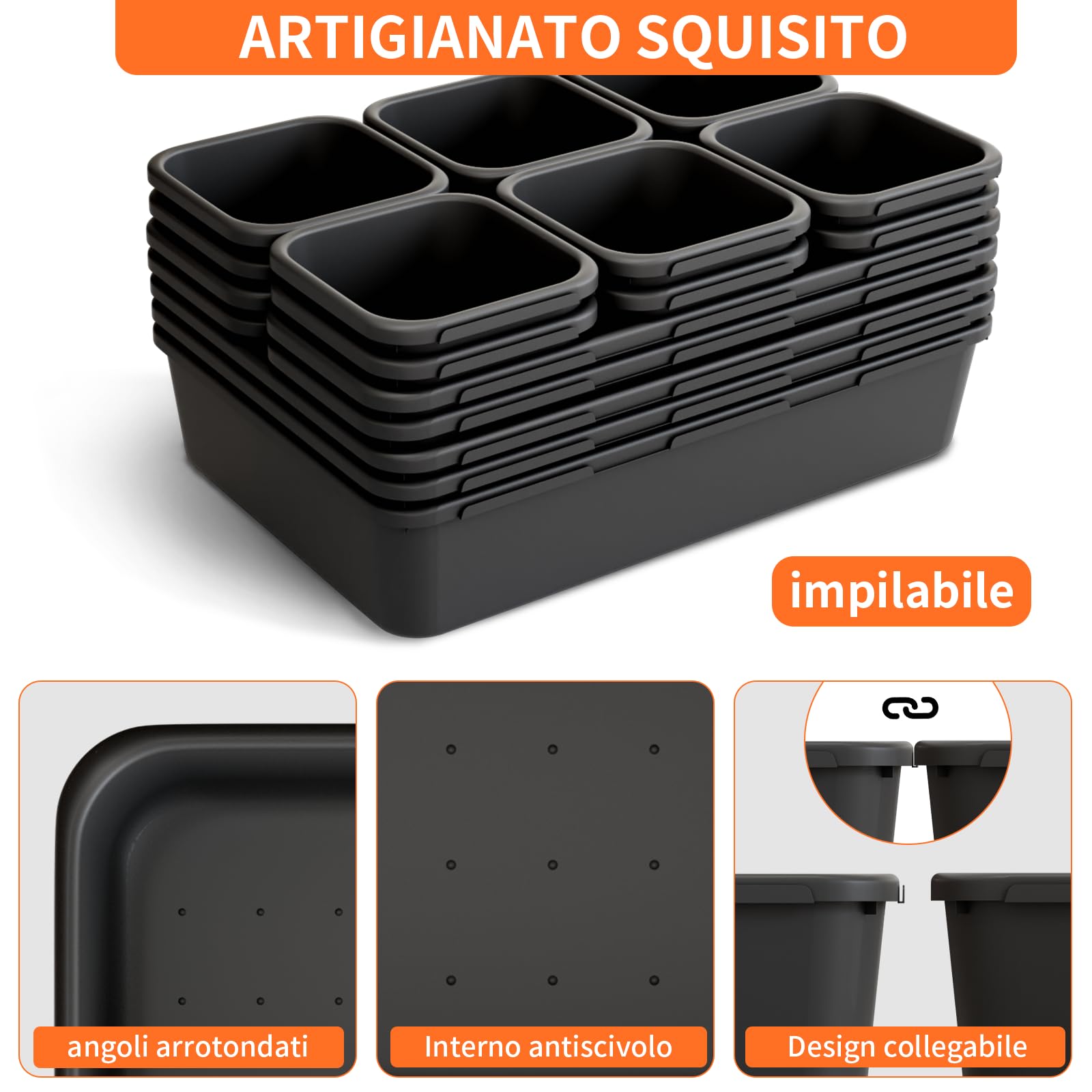 45 Pezzi Organizer Cassetti Bagno Divisori 3 Dimensioni, Scatole Portaoggetti Organizer per Scrivania, Cucina, Ufficio, Attrezzi Da Lavoro, Trucchi Cassetti, Contenitori Plastica Organizzatore
