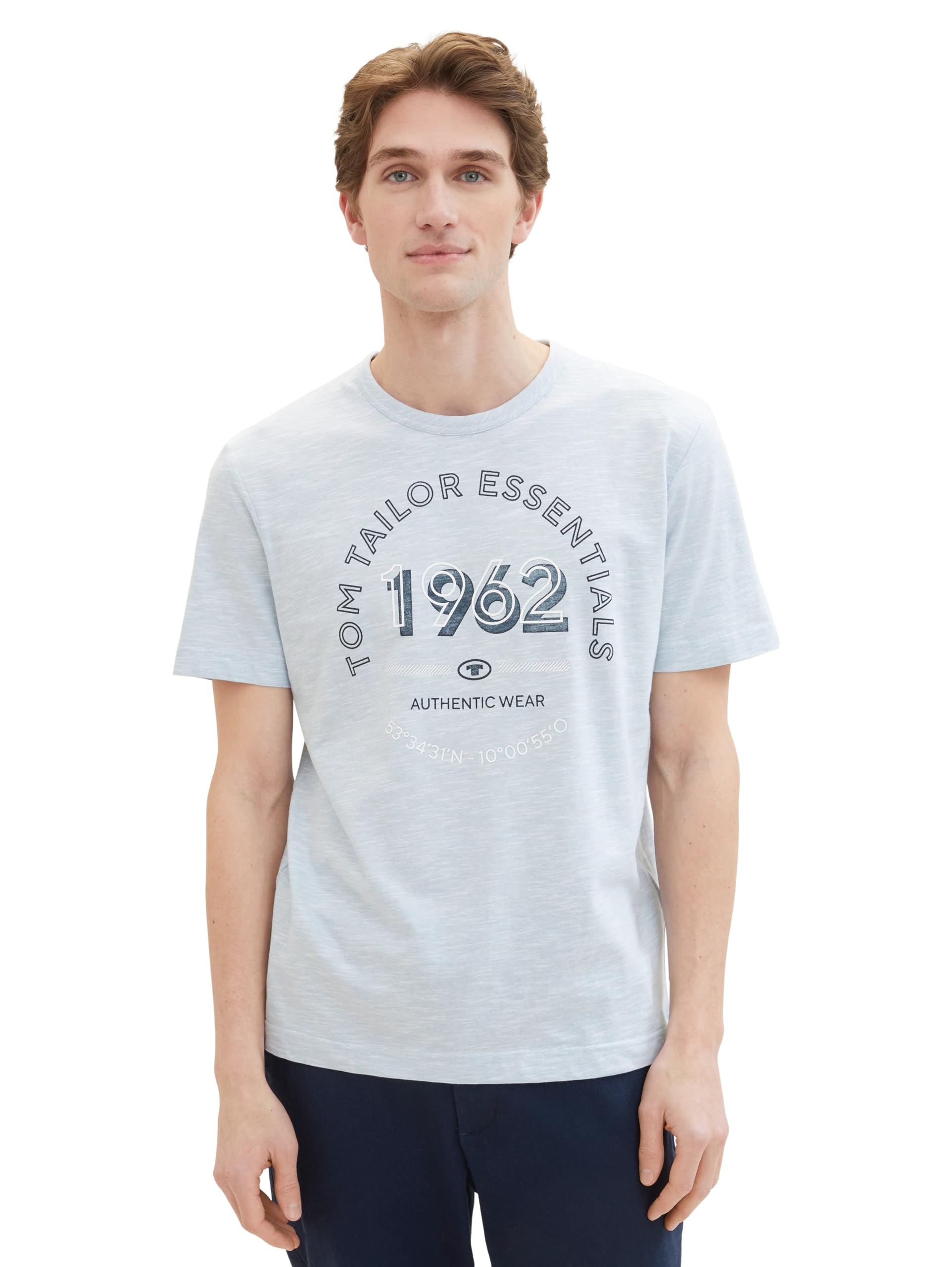 TOM TAILOR Herren Basic T-Shirt mit Logo-Print