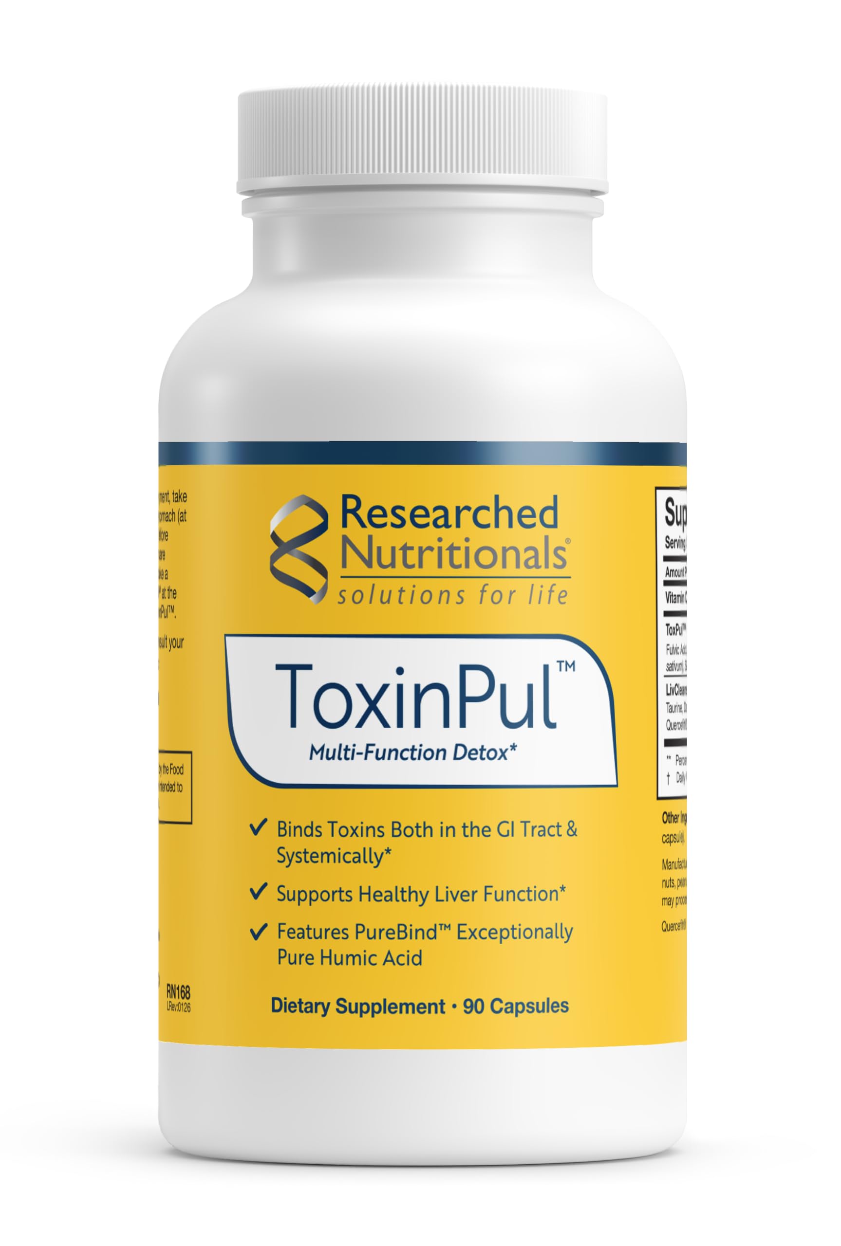 Researched Nutritionals ToxinPul Binder & Detox Cleanse Support - Humic Acid, Fulvic Acid, Cilantro, Dandelion Root & Chlorella to Help Supports Healthy Toxin Removal (90 Capsules)
