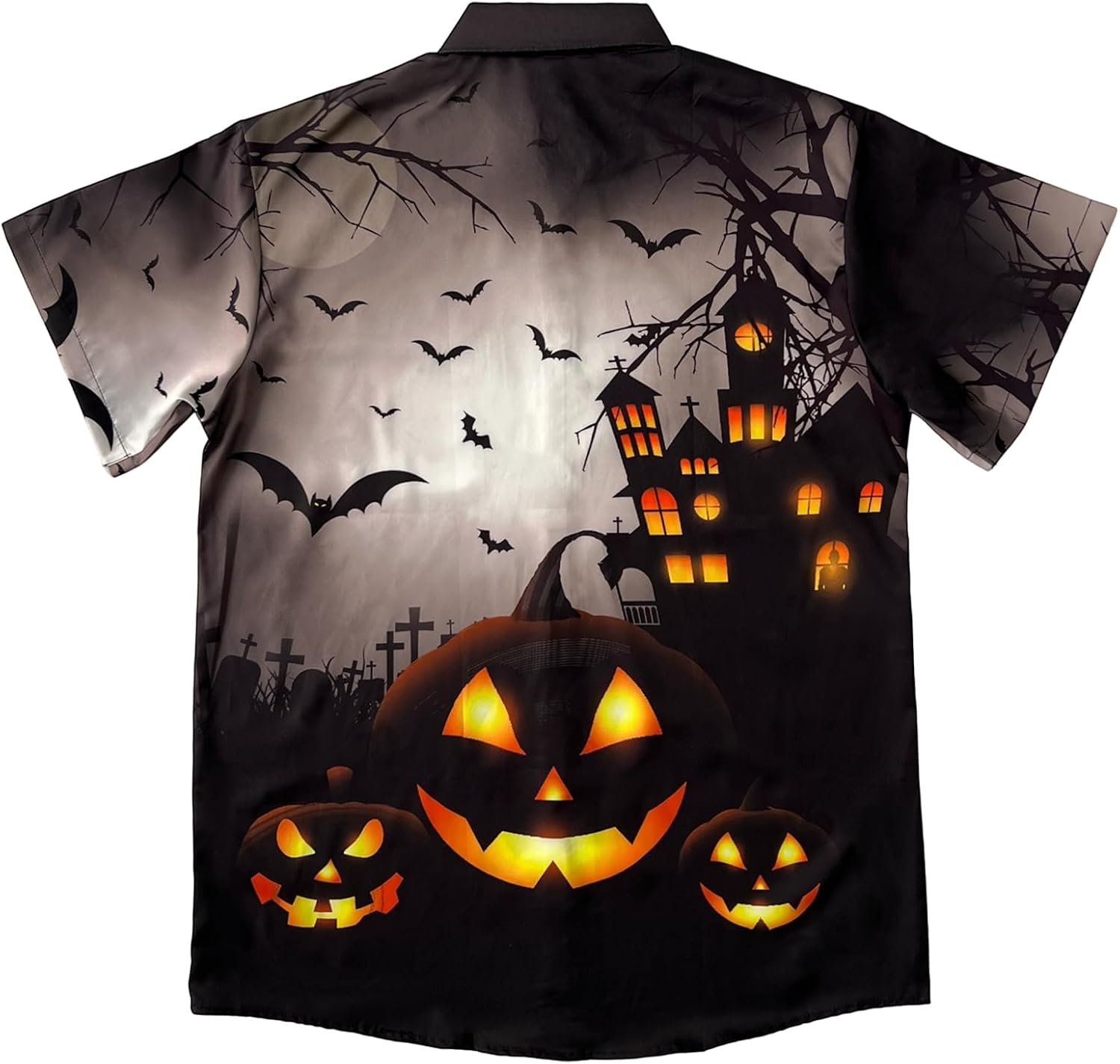 Men Halloween Shirt Pumpkin Short Sleeve Button Down Holiday Shirts