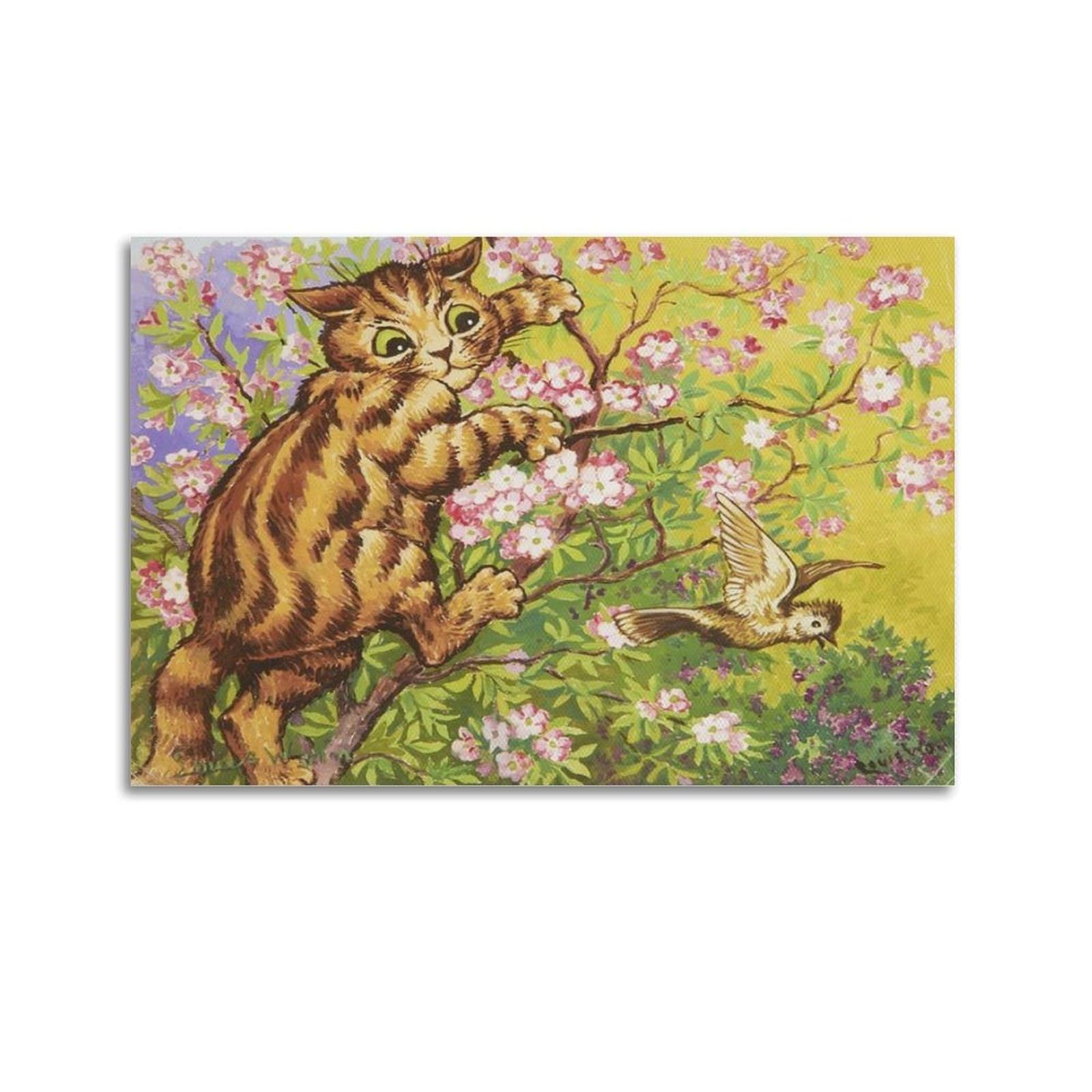 Ymxsdimds Unframe-Style Missed By Louis Wain Painting Poster Canvas And Wall Art Picture Print Modern Family Bedroom Decors 16X24inch(40X60cm)
