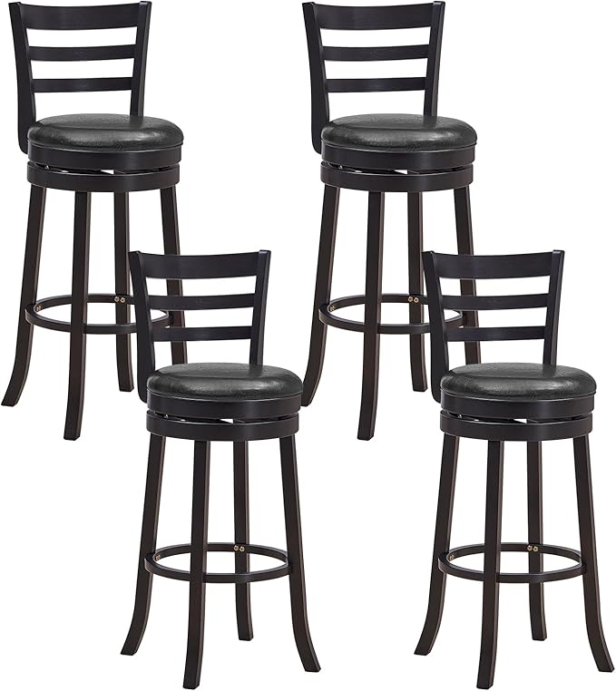COSTWAY Bar Stools, 360Degree Swivel Bar Chairs with PU Upholstered Seats, Solid