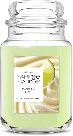 Yankee Candle Large Jar Scented Candle with up to 150 Hour Burn Time, Premium Plant Wax Blend for Consistent Burn, 22 oz Jar Candle with Room Filling Fragrance, Vanilla Lime