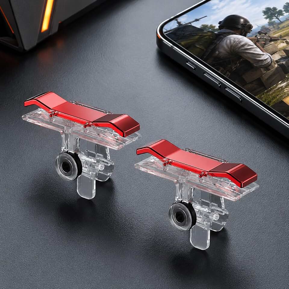 Controle de celular para gatilho de jogos móveis, controle de jogo com 6 gatilhos para iPhone e telefones Android, compatível com PUBG Mobile/Knives Out/Call of Duty Mobile