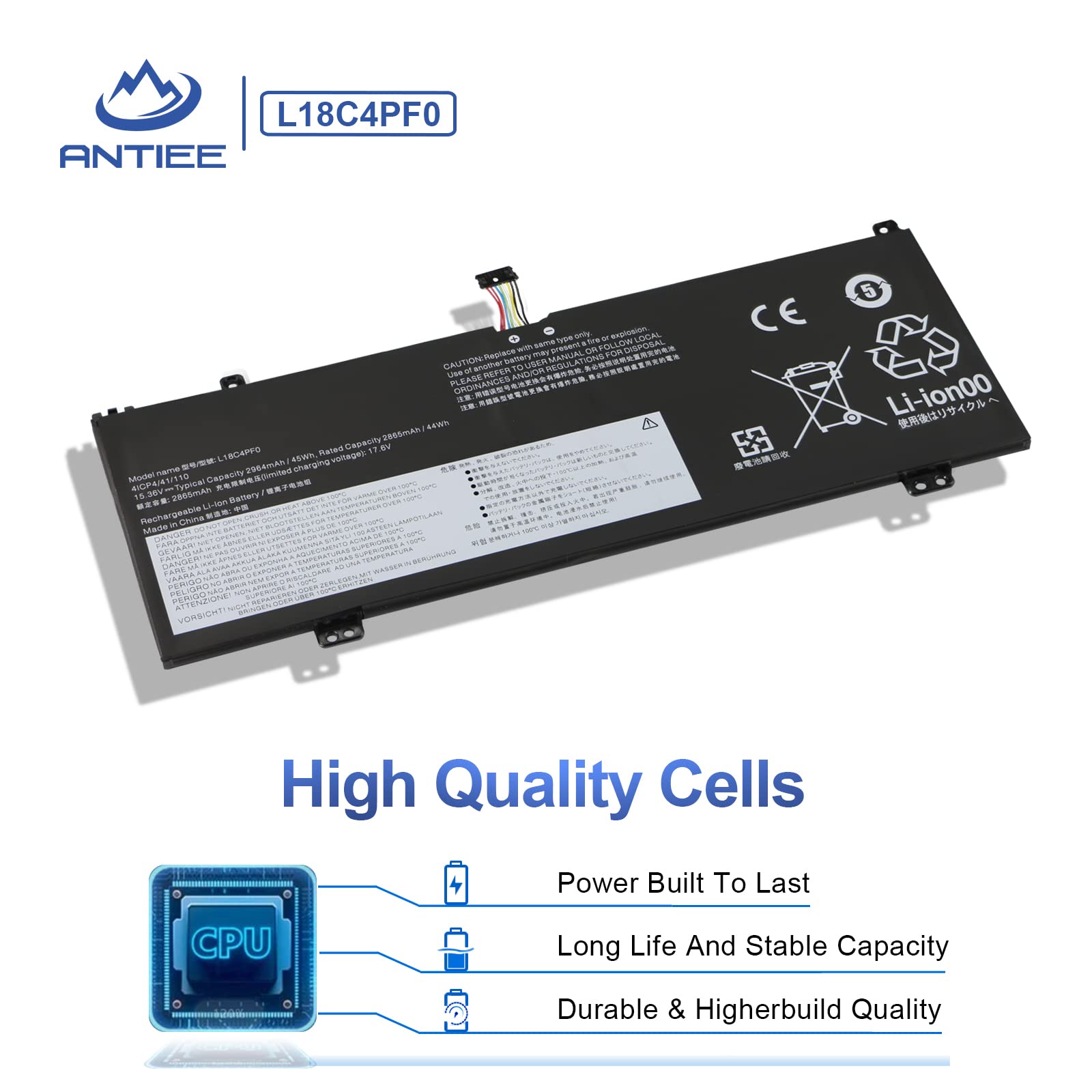 ANTIEE Batteria Per Lenovo ThinkBook 13S/14S – 45Wh, 15.36V, Compatibile L18C4PF0