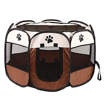 Homgeel Octagonal Pet Playpen Scratch Resistant Pet Playpen for Pregnant or Injured Cat Foldable Portable Pet Exercise Tents Dog Kennel House