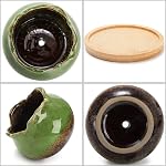 TOPZEA Set of 6 Succulent Plant Pots, 4 Inch Glazed Ceramic Pots with Drainage and Saucer, Mini Bonsai Planter Small Flower Pots for Indoor Outdoor Use