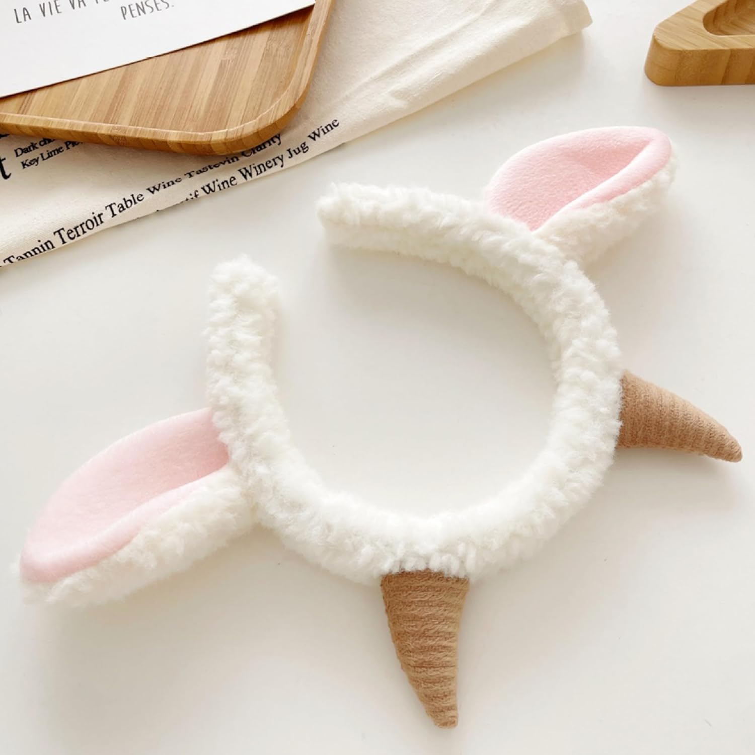 Sheep Ears Headband, Plush Sheep Ears Headband for Adults, Halloween Sheep Ears, Soft Lamb Ears Headbands for Costume Parties and Cosplay - Image 4