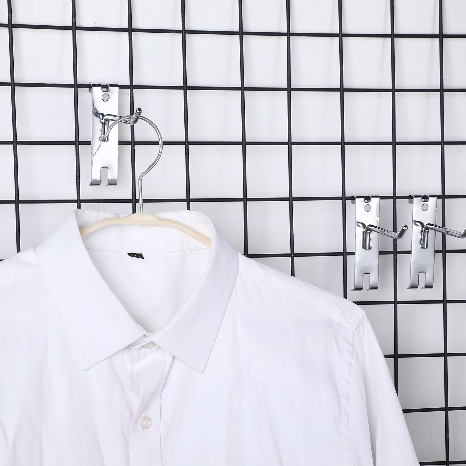 40 Pack Gridwall Hooks Heavy Duty Display Hooks for Grid Wall Grid Wall Hangers Gridwall Hooks Hangers Grid Rack Hooks Gridwall Peg Hooks for Grid Wall Panel Accessories, 4", 6", 8", 10" (Silver)