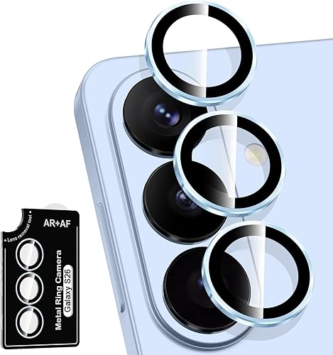 Miniatura 30 de Protector de lente de cámara para Samsung Galaxy S25 FE, cubierta individual de lente de vidrio templado con anillo de metal, [fuerte adsorción]